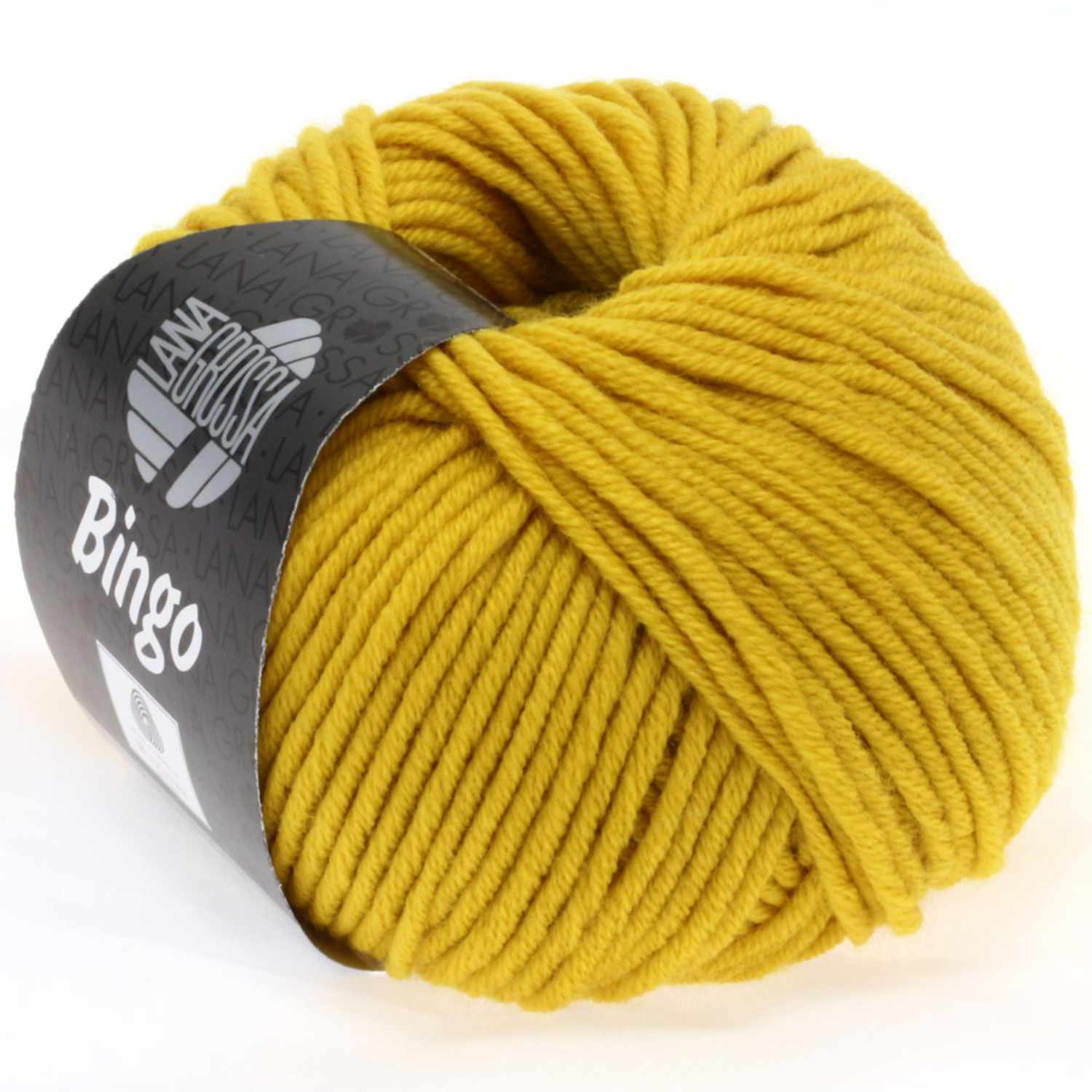 Bingo 50g 80m Farbe Safrangelb von LANA GROSSA Mode mit Wolle Handels- und Vertriebs Bingo Wolle in Safrangelb von Lana Grossa, 50g Knäuel, ideal für Strickprojekte.