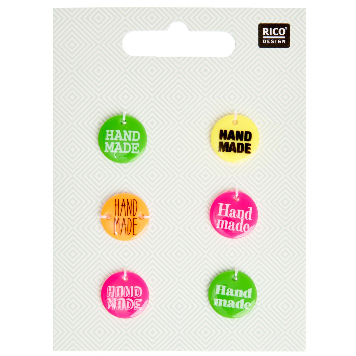Knöpfe Handmade Neon 1,5cm 6 Stück von Rico Design