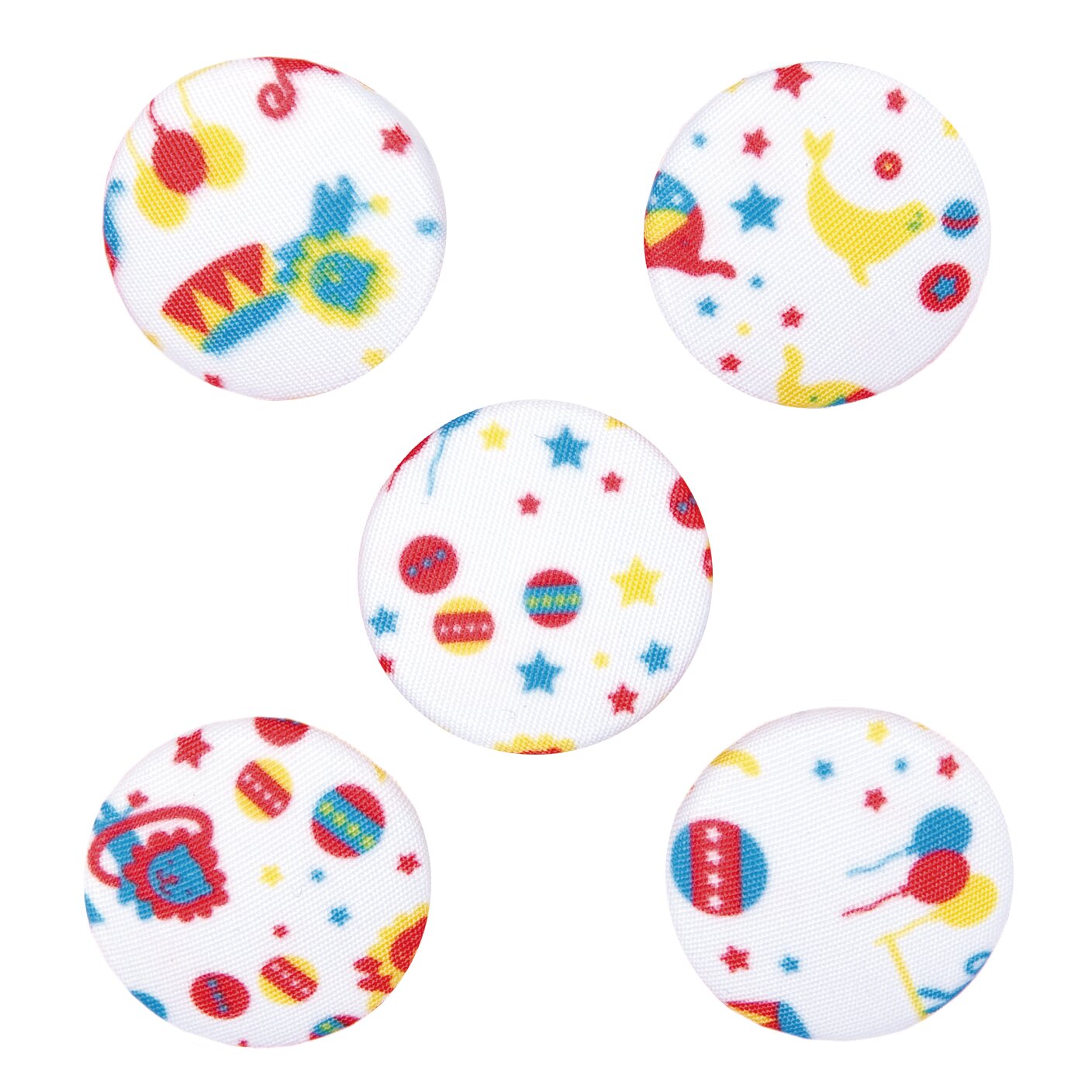 Knöpfe Zirkus Weiß 2,5cm 5 Stück von Rico Design