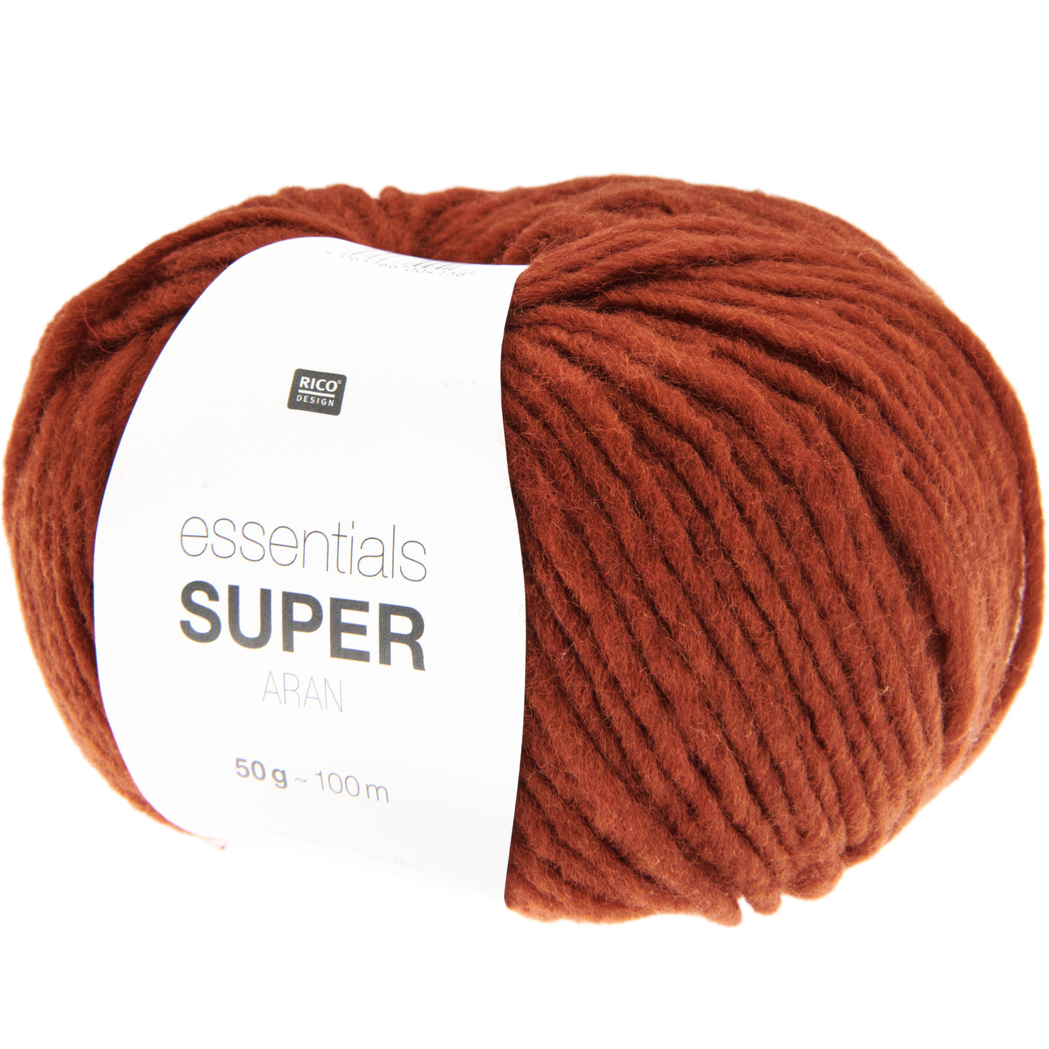 Essentials Super aran: Weiches Garn in Rost von Rico Design, ideal für Strickprojekte, 50g 100m.
