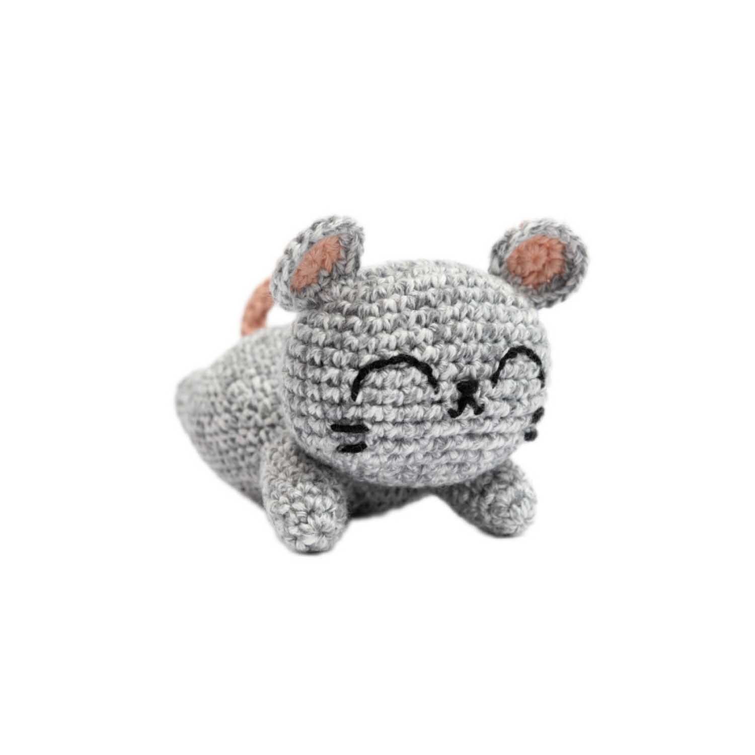 Creative Ricorumi Spray dk: Niedliches, graues Häkelspielzeug in Form einer Maus von Rico Design, 25g.