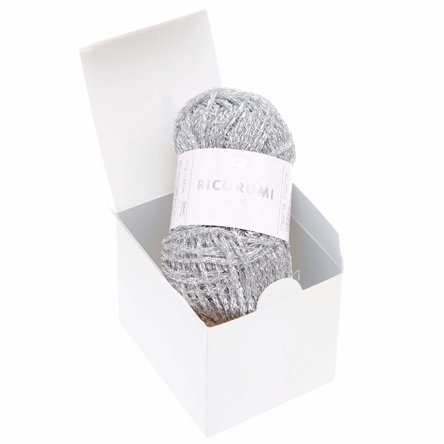 Ricorumi DIY Adventskalender: Graues Garn von Rico Design in weißer Box, ideal für kreative Projekte.