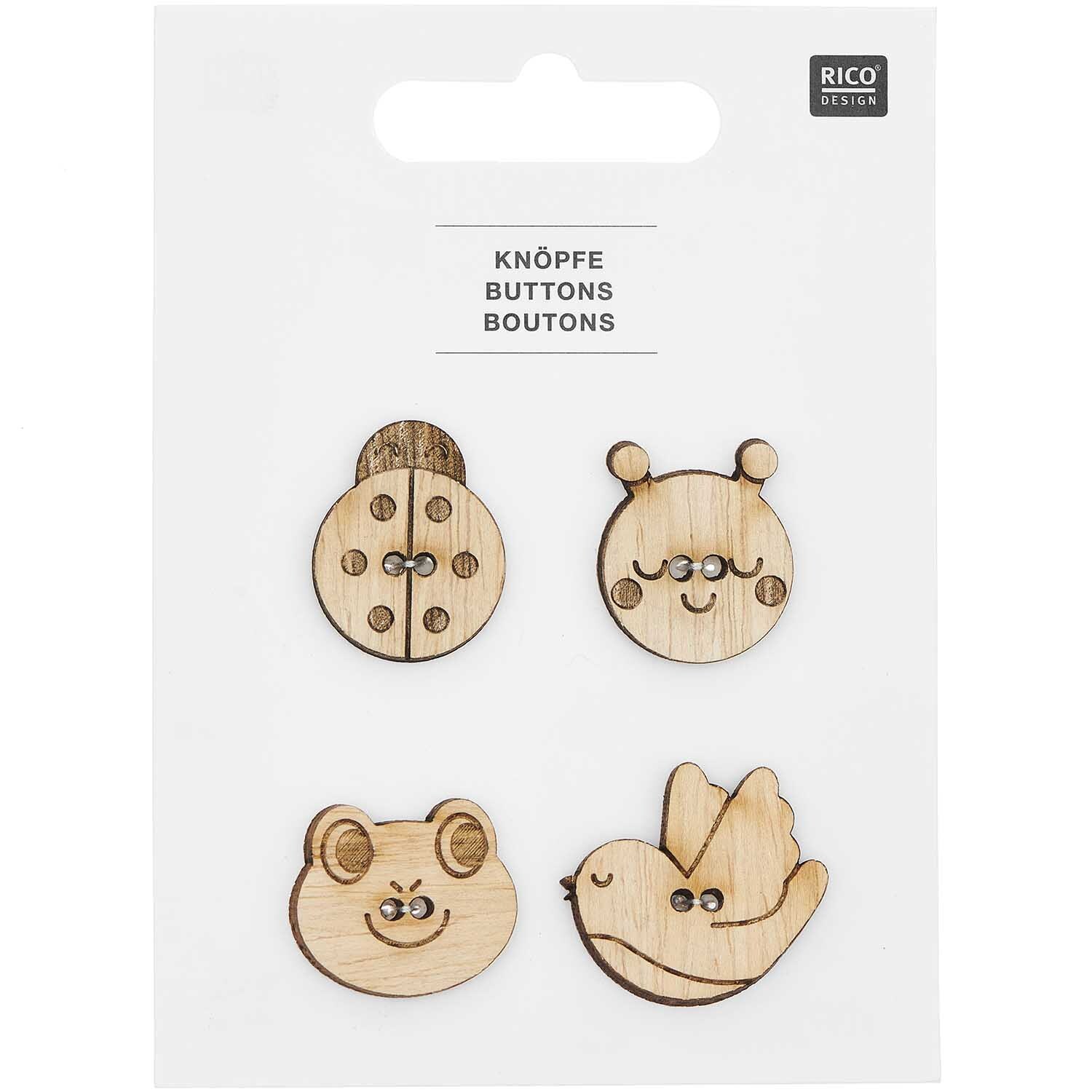 Holzknöpfe Tiere ll 4 Stück Holzknöpfe Tiere ll 4 Stück