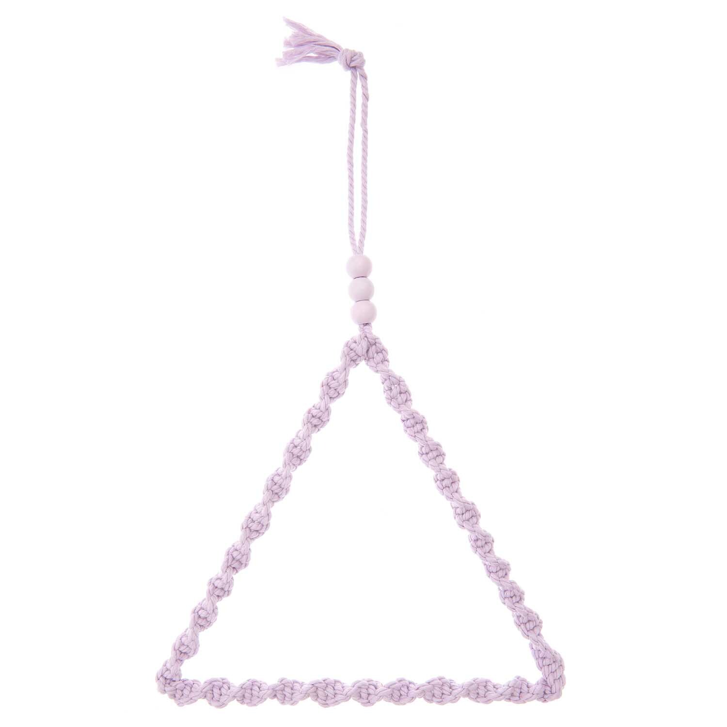 Creative Cotton Cord Makramee-Garn in zartem Lavendel, dreieckig geknüpft mit dekorativen Perlen. Ideal für kreative Projekte.