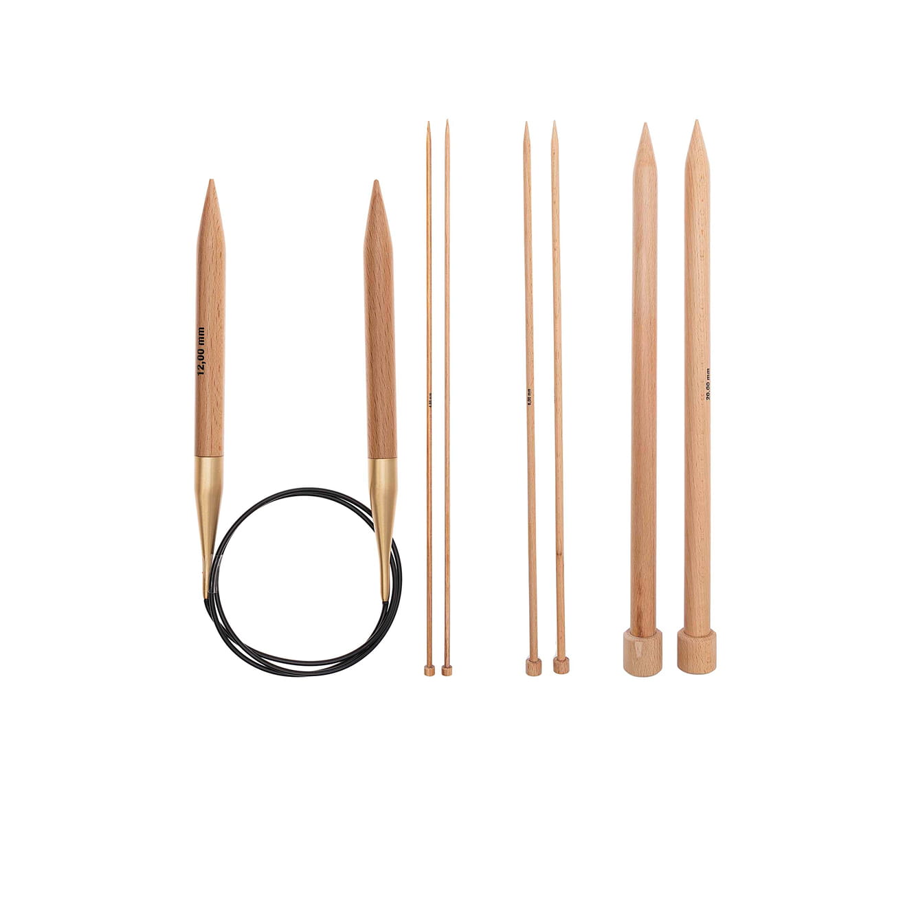 Stricknadeln in verschiedenen Stärken