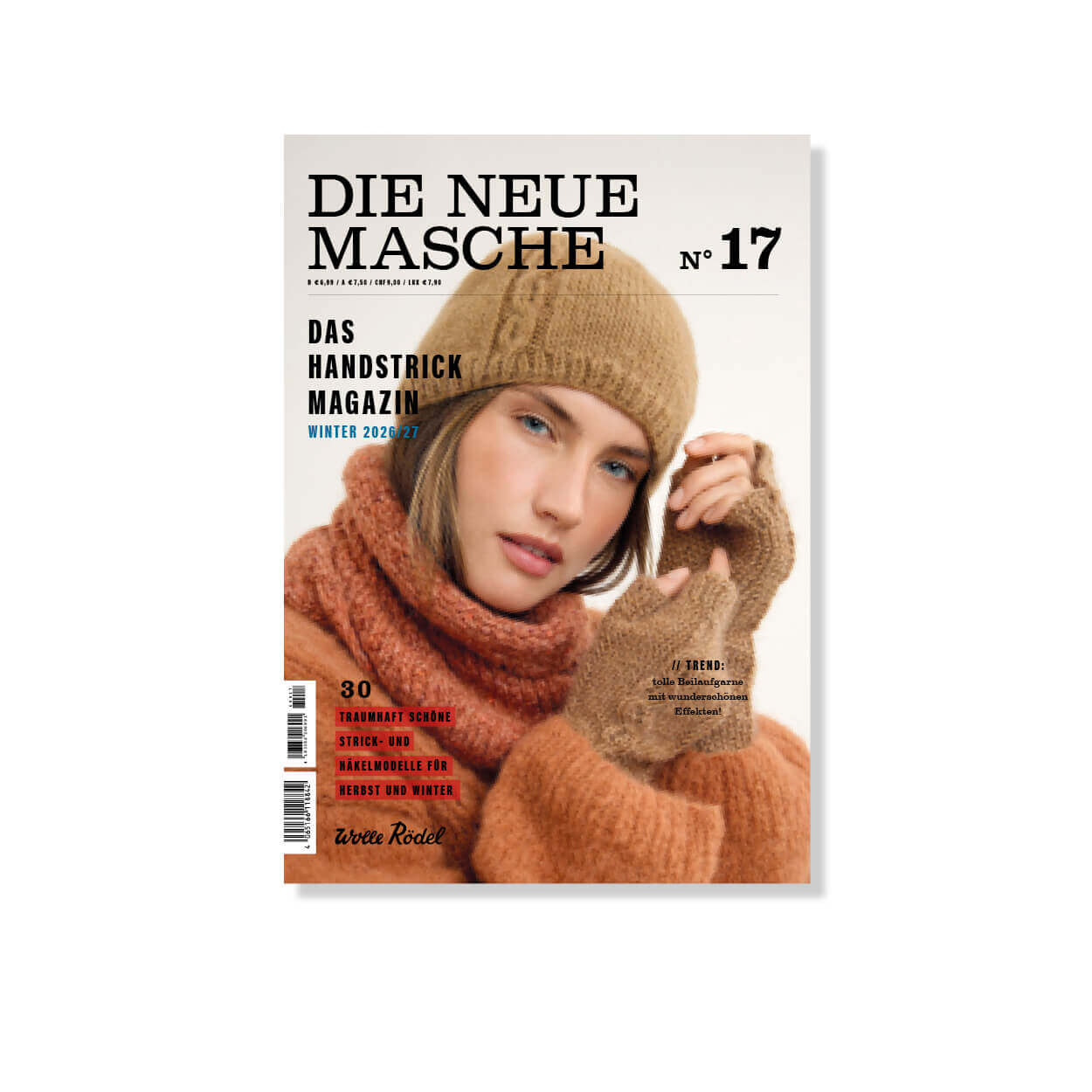 Magazincover mit Person in Strickmütze und Schal sowie Titel „Die Neue Masche 17“