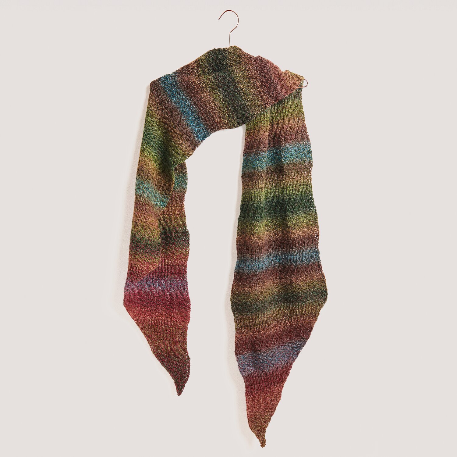 Strickset Tuch Modell 19: Buntes, handgestricktes Tuch aus Creative Melange Alpaca Wonderball dk.