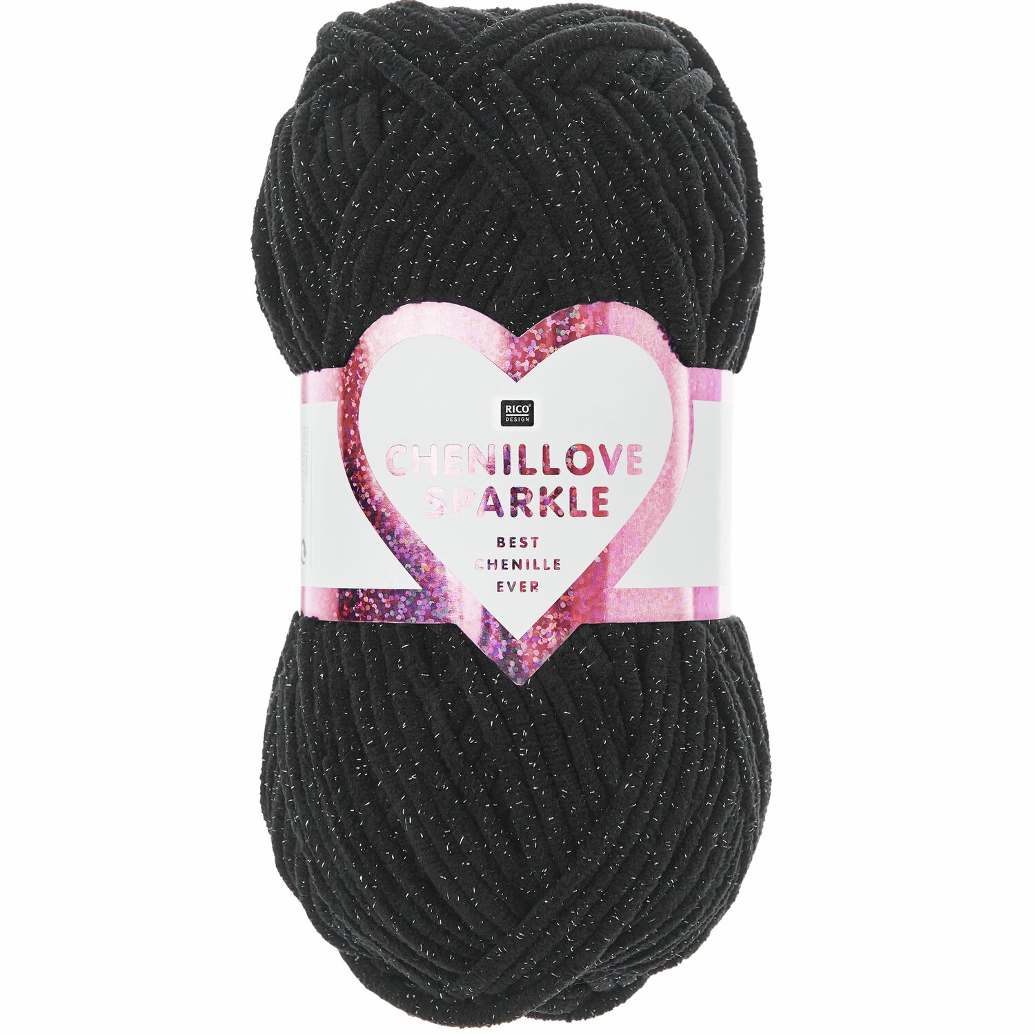 Creative Chenillove Sparkle 100g 110m Farbe Schwarz von Rico Design Creative Chenillove Sparkle: Schwarzes Chenille-Garn von Rico Design, 100g, 110m, ideal für kreative Strickprojekte.