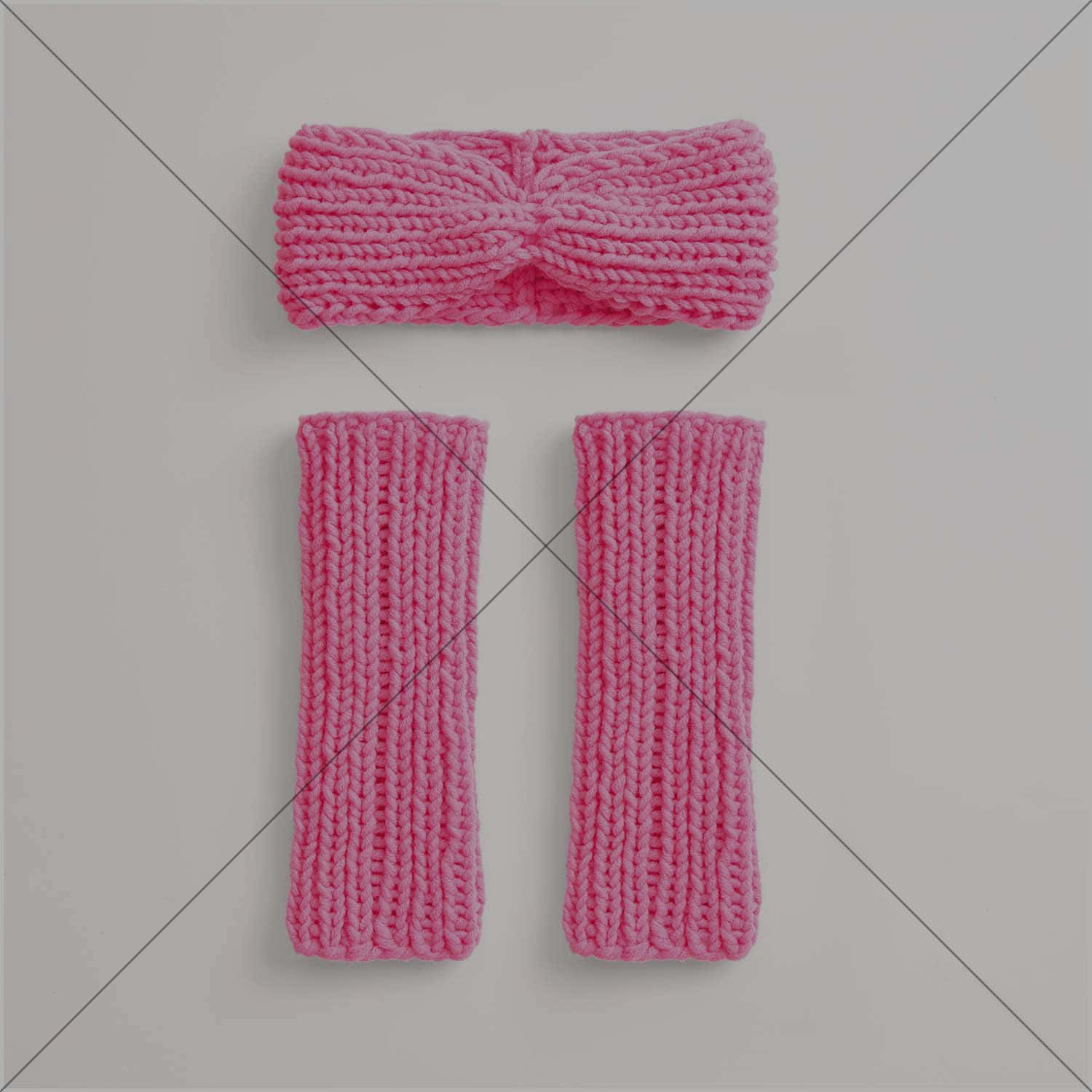 Pinke Stulpen+Stirnband auf grauem Hintergrund – ausverkauft