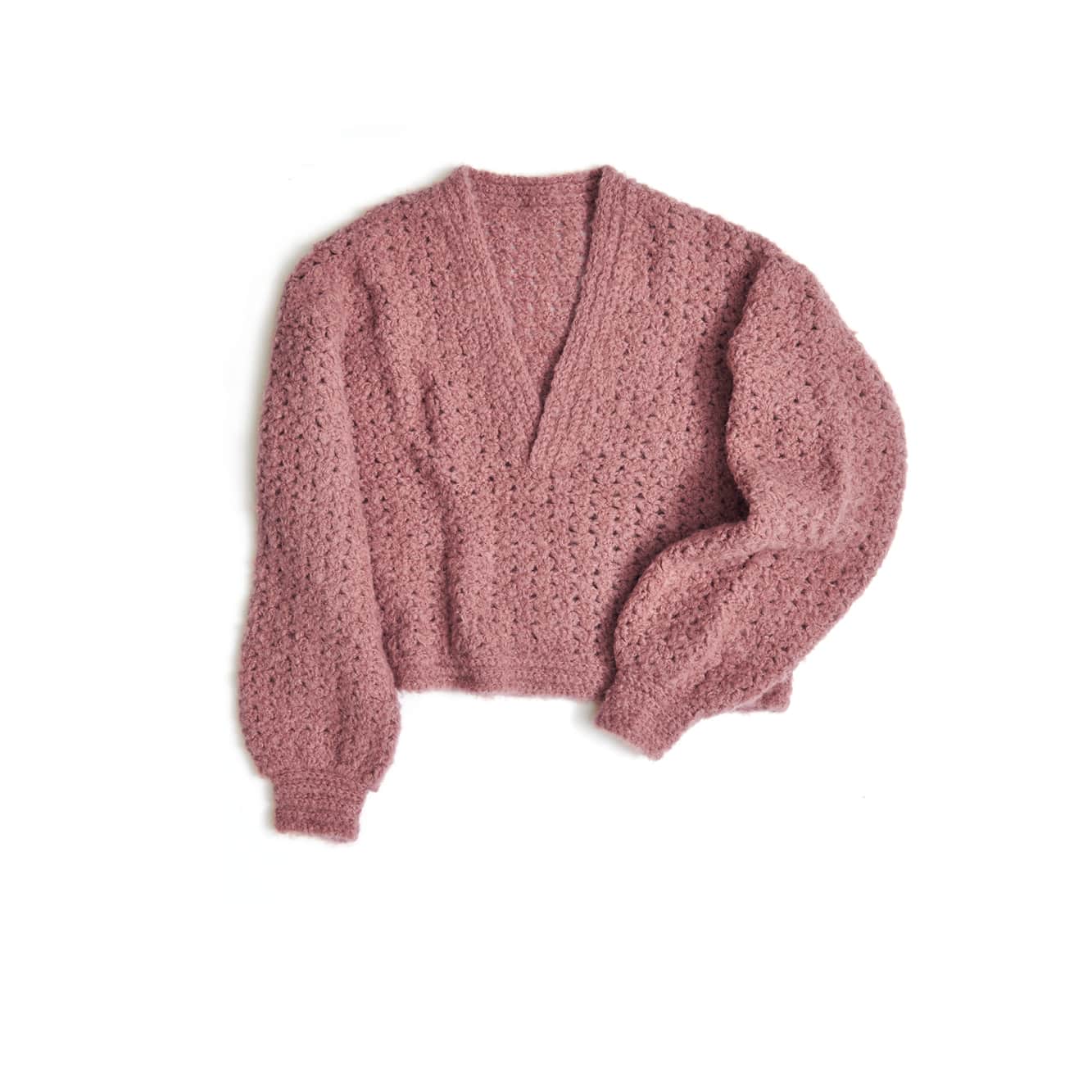 Gehäkelter Pullover in Altrosa