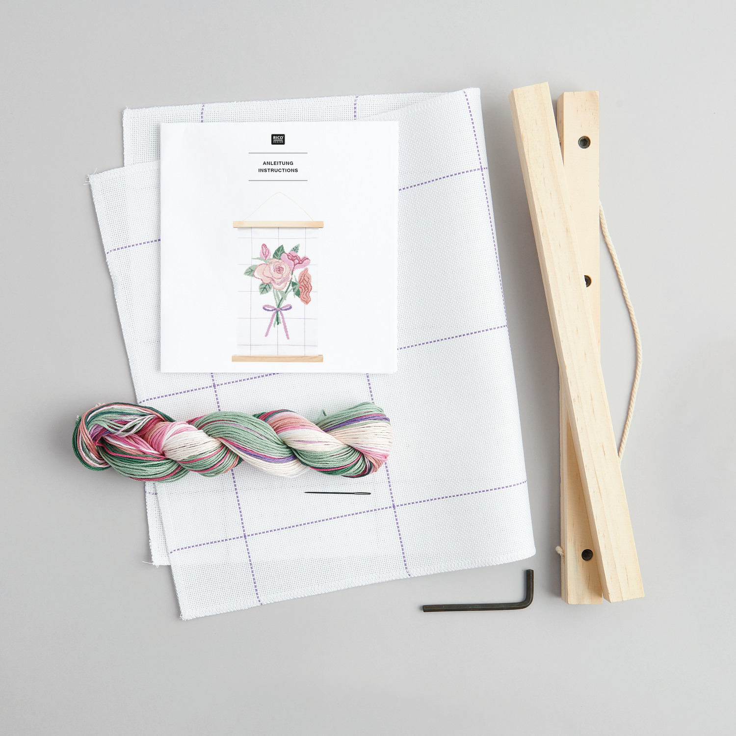 Stickpackung Bild Blumenstrauß mit Posterhänger Stickpackung Bild Blumenstrauß mit Posterhänger