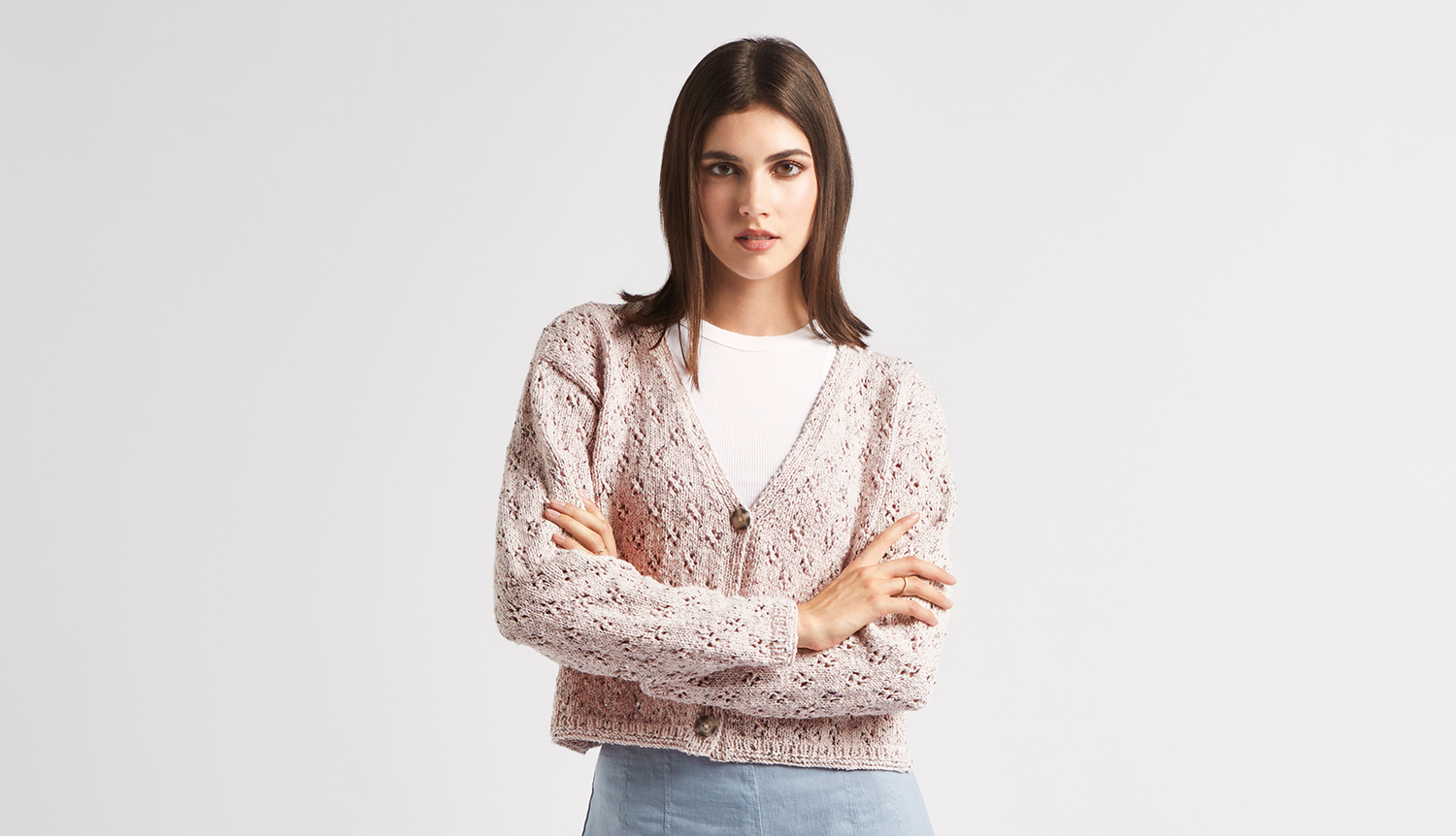 Strickanleitung Lochmusterjacke mit Beilaufgarn