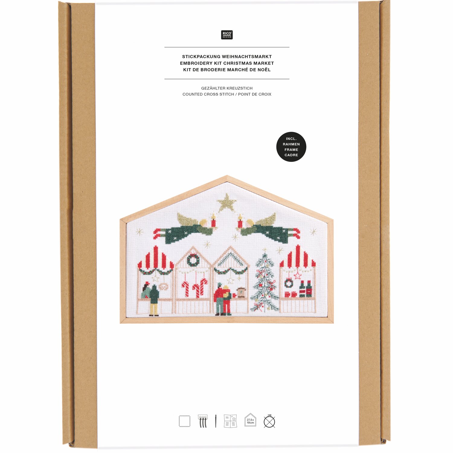 Stickpackung Weihnachtsmarkt 27,5x19cm von Rico Design