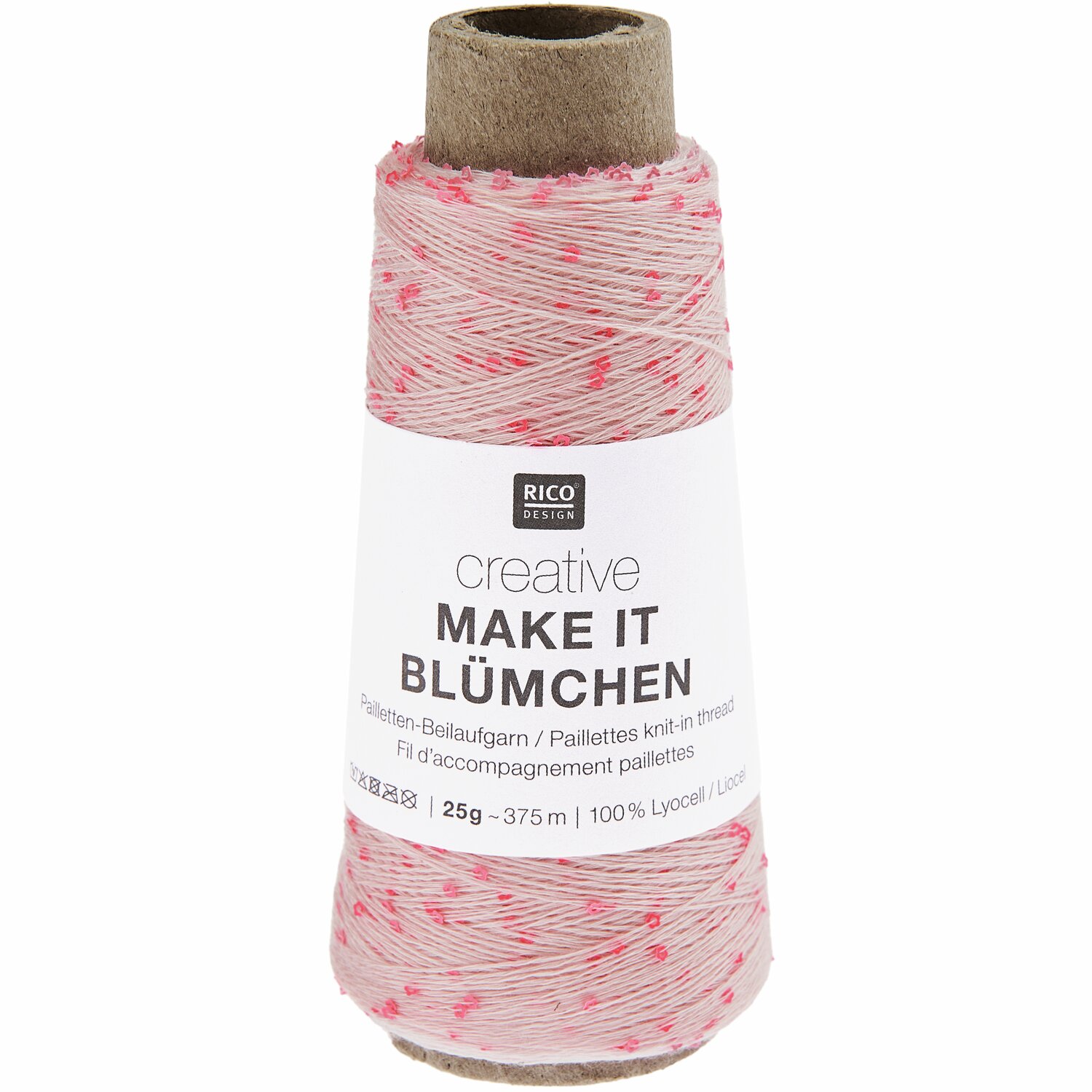 Creative Make It Blümchen: Puderfarbener Garnkegel von Rico Design, 25g, 375m, 100% Lyocell.