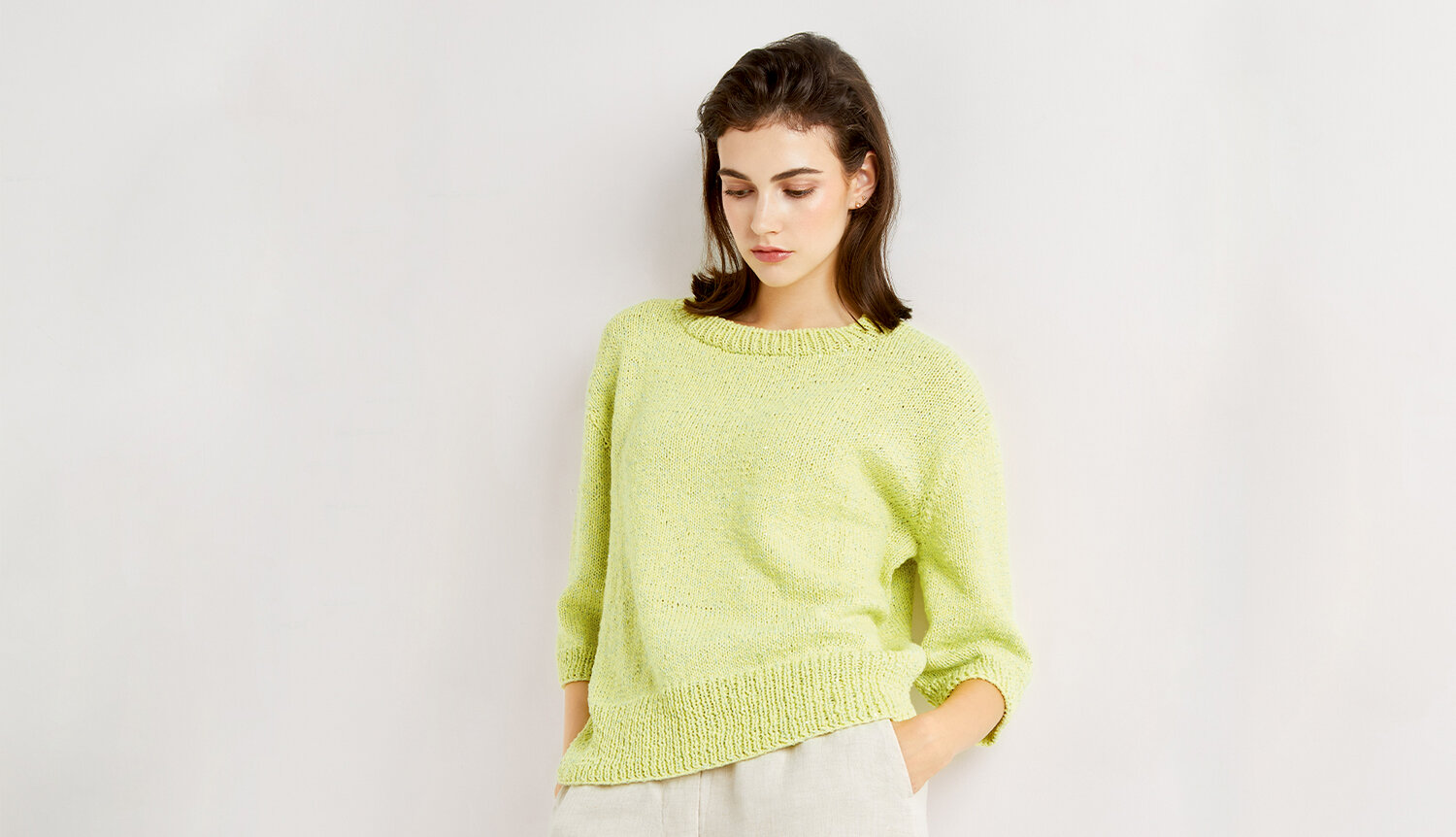 Strickanleitung Pullover aus Essentials Super Cotton dk mit Beilaufgarn