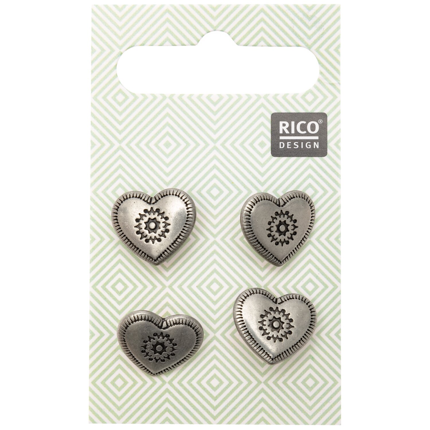 Trachtenknöpfe Herz metall 1,5cm 4 Stück von Rico Design