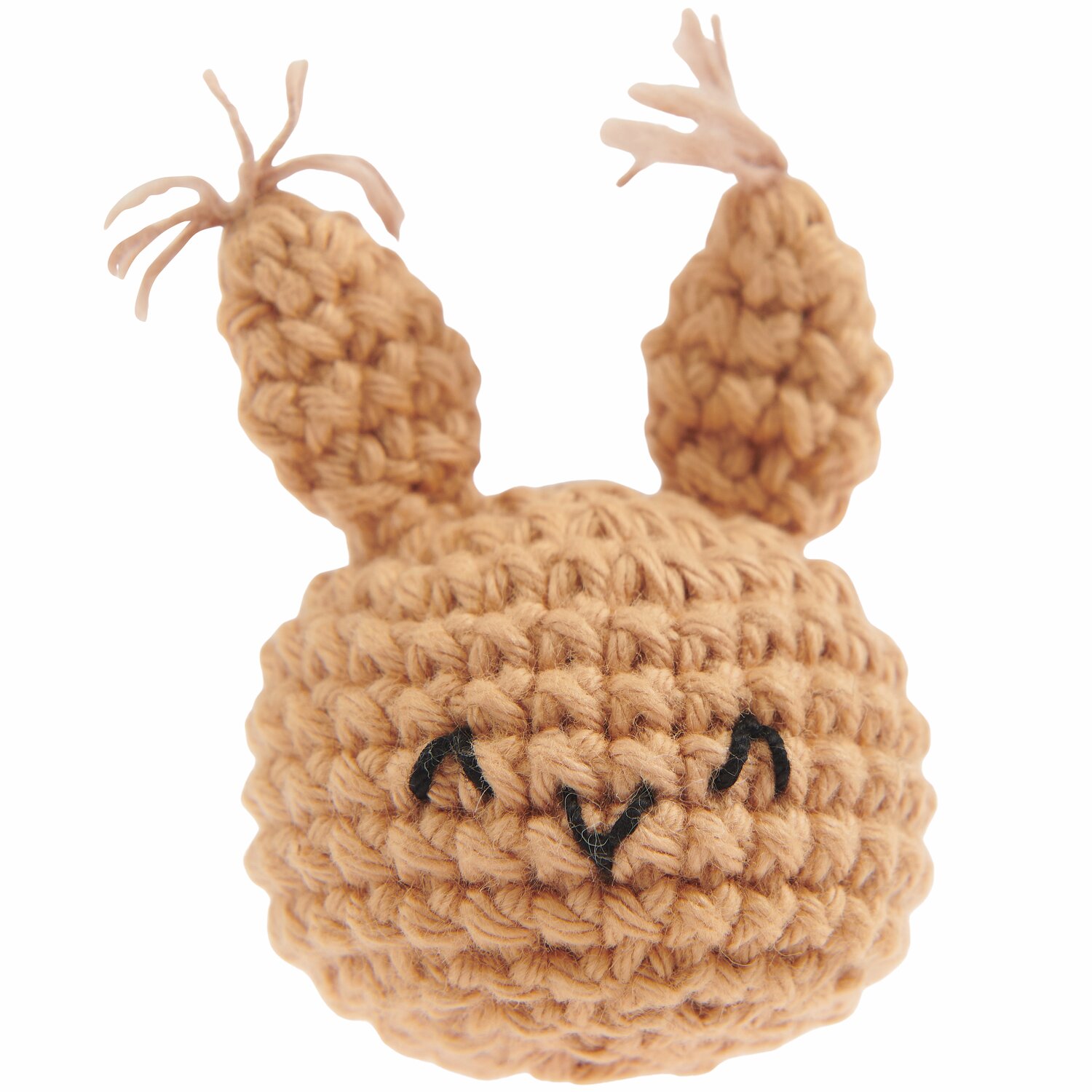 Ricorumi Rico Chingus, gehäkeltes Tiergesicht in Karamell mit schwarzen Details, Creative Ricorumi dk.