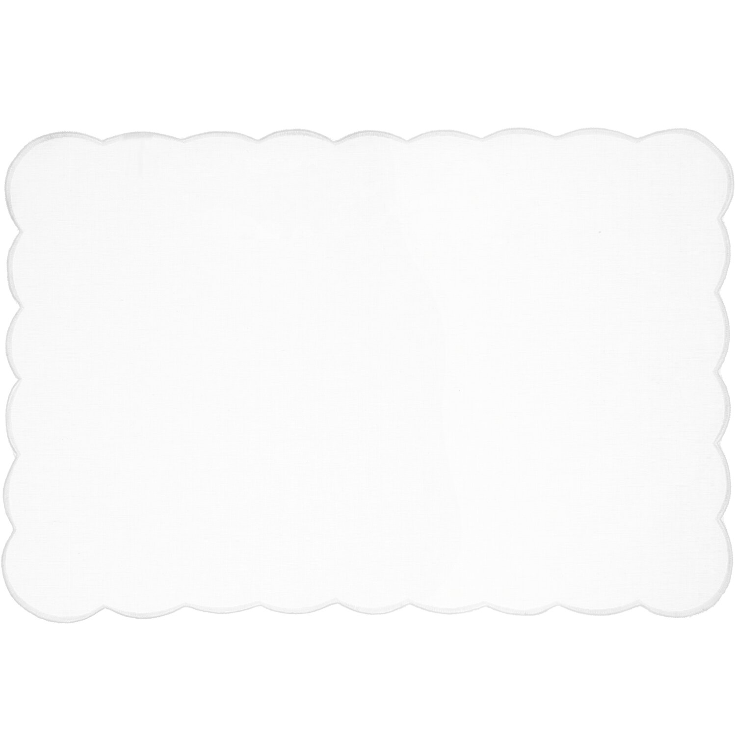 Platzsets eckig Weiß 2 Stück, 50x35cm, mit welligem Rand, ideal für elegante Tischdekoration.