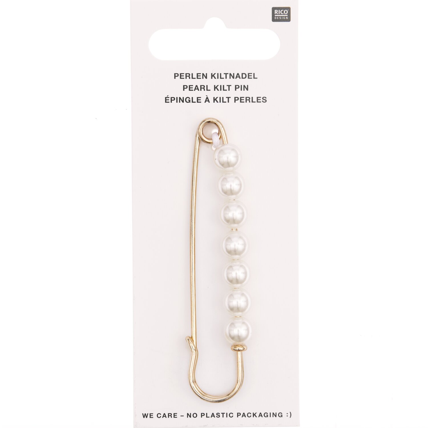 Kiltnadel mit Perlen 7,6x1,8cm Farbe Gold von Rico Design