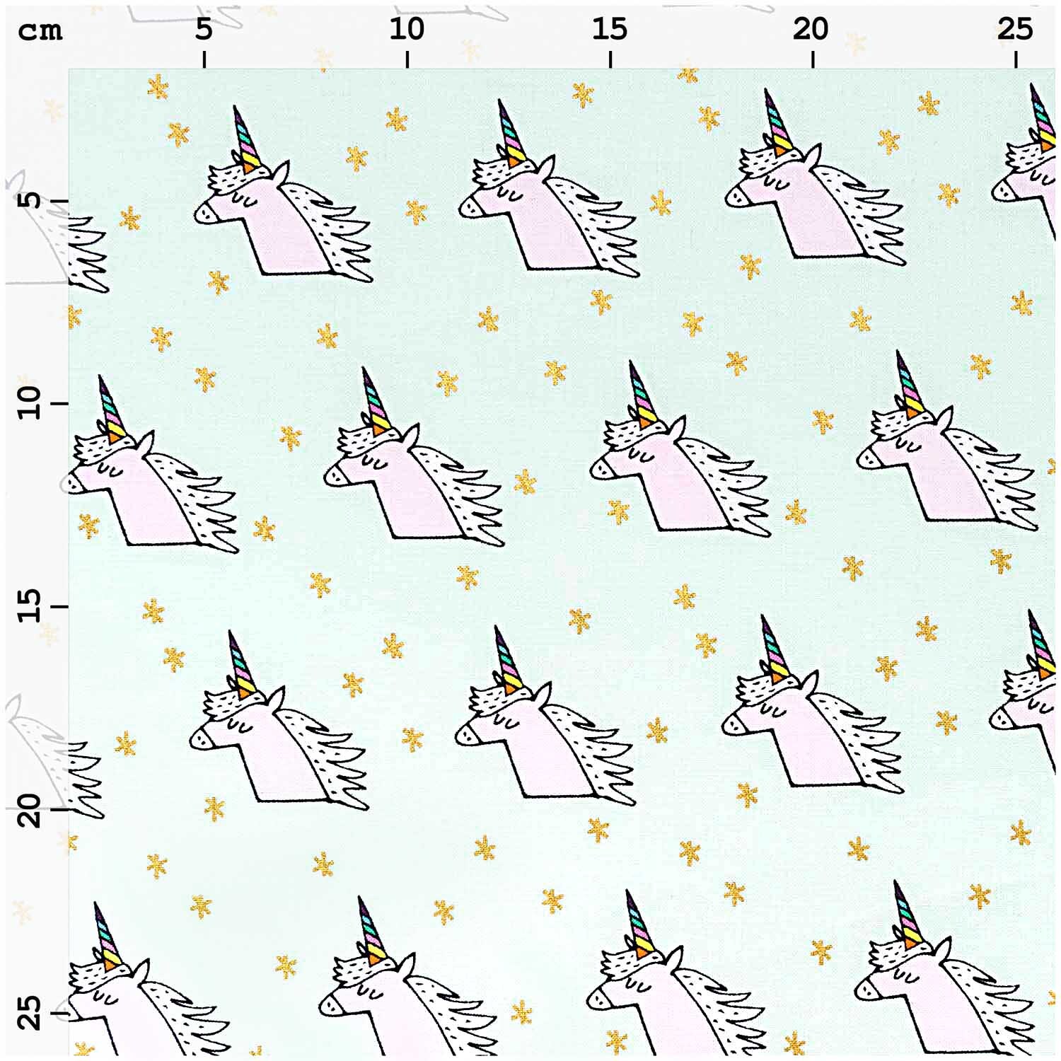 Stoff Einhorn mint-gold 140cm Stoff Einhorn mint-gold 140cm