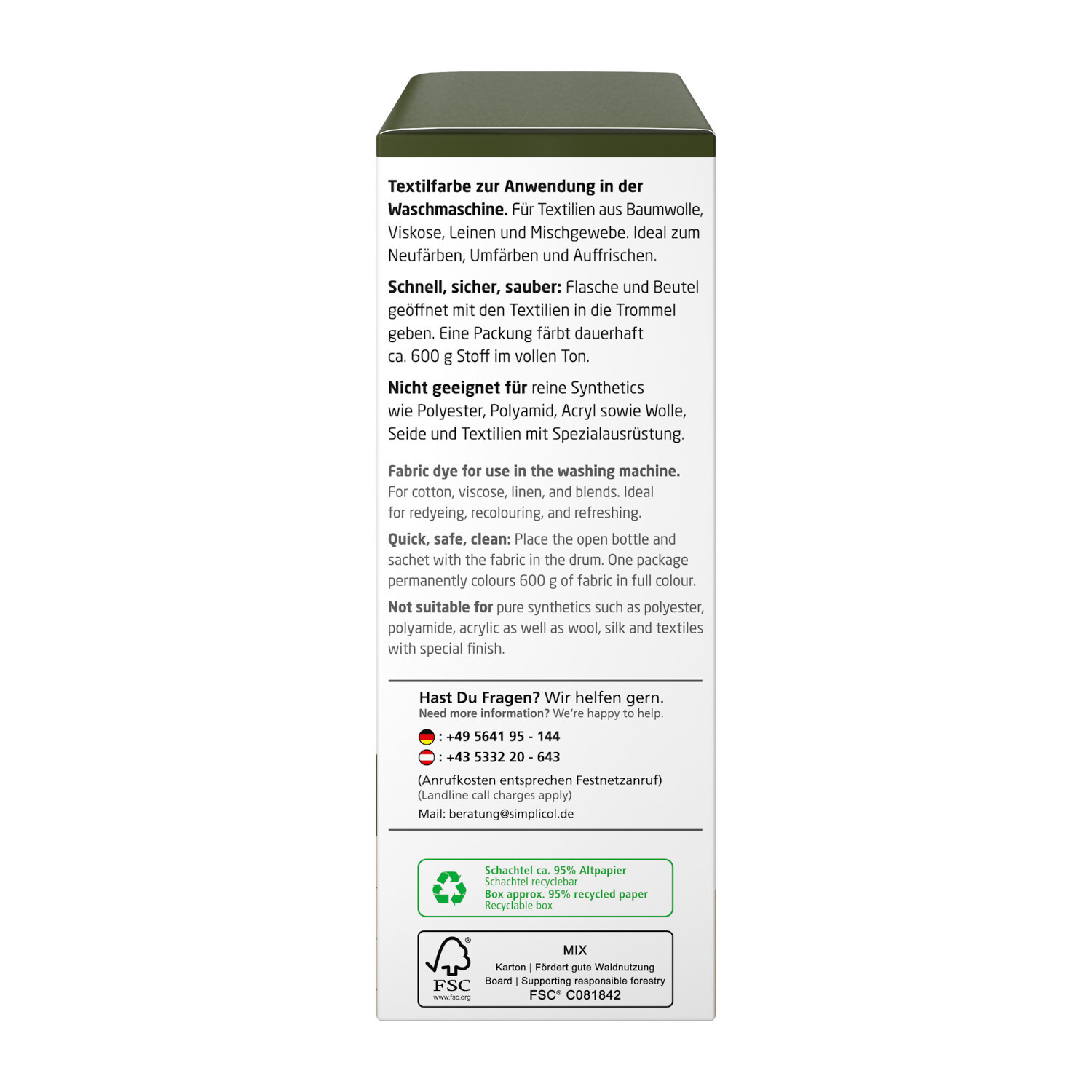 Textilfarbe intensiv 150ml Farbe Olivgrün von Brauns-Heitmann