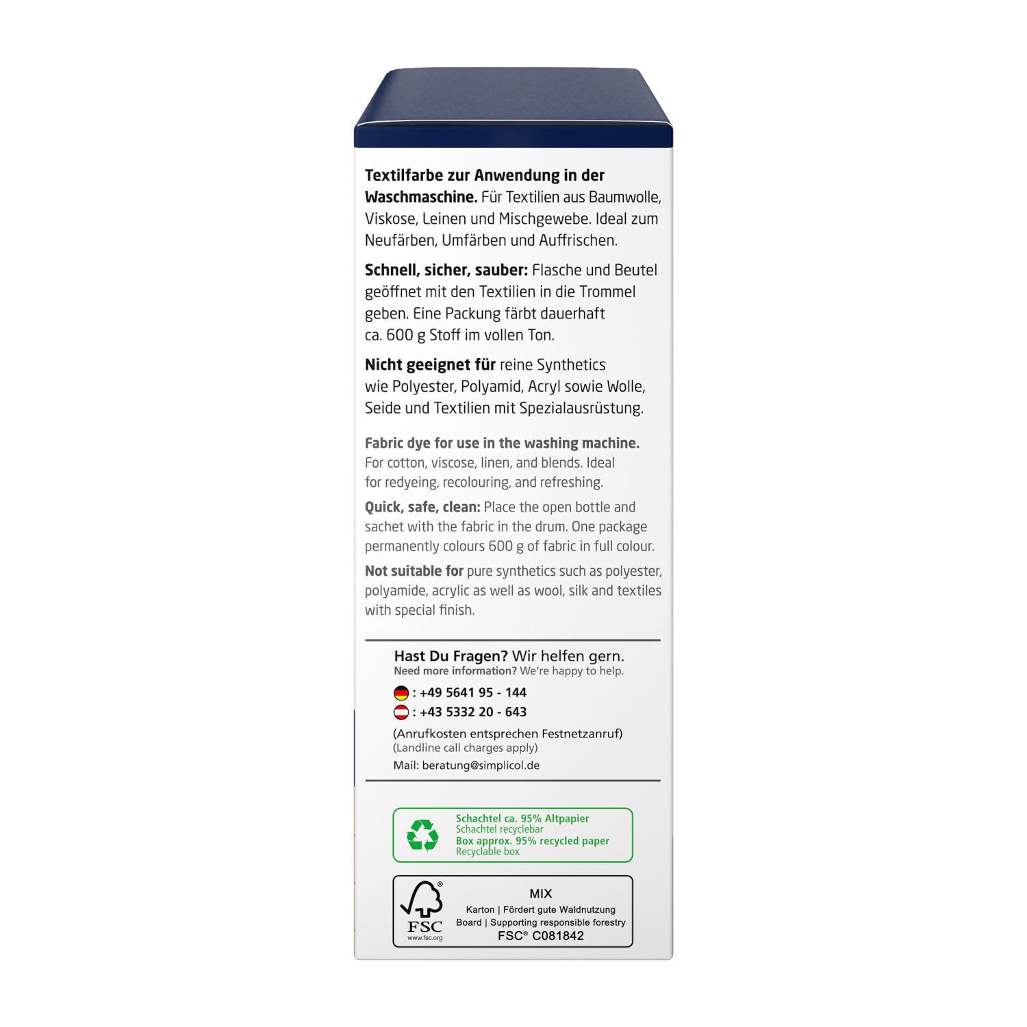 Textilfarbe intensiv 150ml Farbe Nachtblau von Brauns-Heitmann