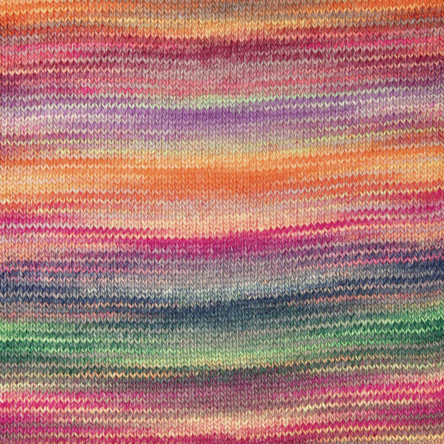 Creative Melange aran Wonderball: Strickmuster in lebendigen Multicolor-Tönen, ideal für kreative Projekte.