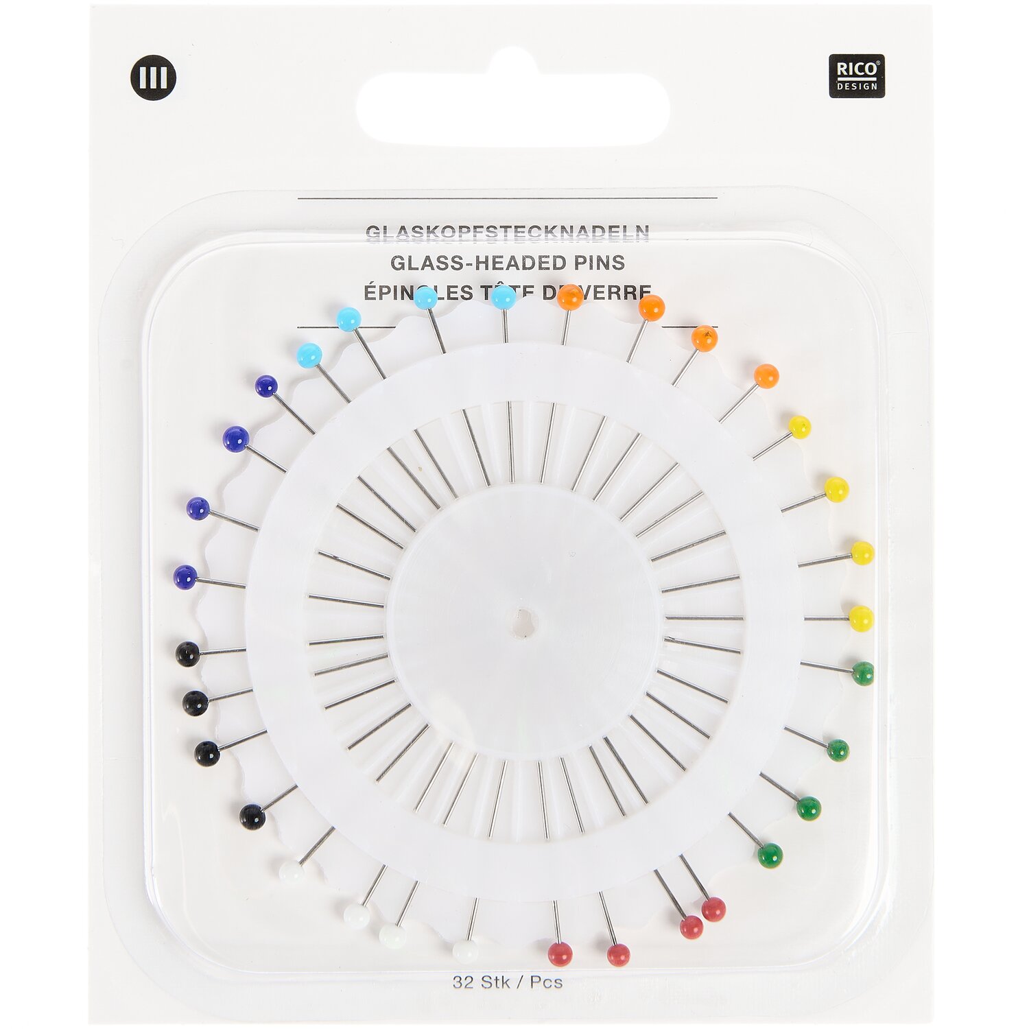 Stecknadeln mit Glaskopf 32 Stück von Rico Design