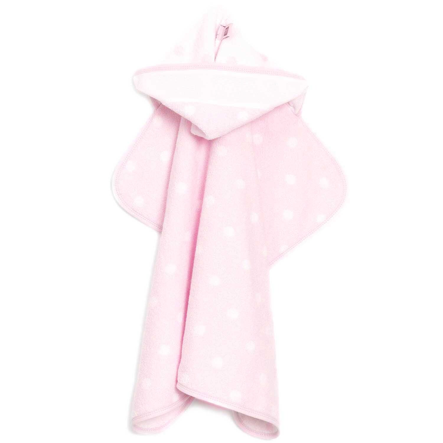 Badetuch mit Kapuze gepunktet 80x70cm Farbe Rosa-Weiß von Rico Design