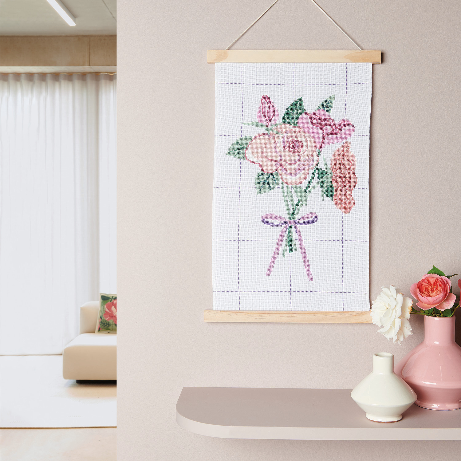 Stickpackung Bild Blumenstrauß mit Posterhänger Stickpackung Bild Blumenstrauß mit Posterhänger