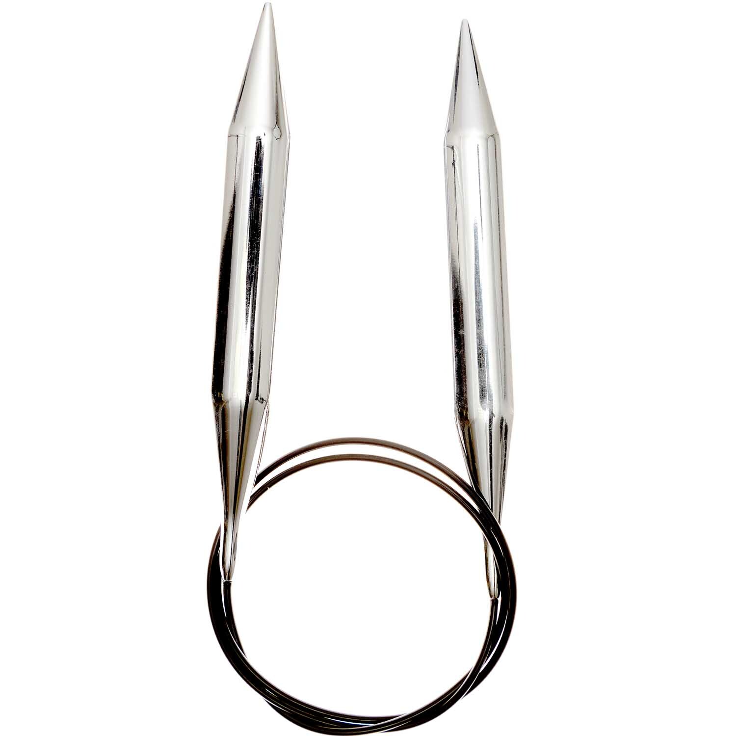 KnitPro Rundstricknadel 80cm Messing mit glänzenden Spitzen und flexiblem Kabel, ideal für Strickprojekte.