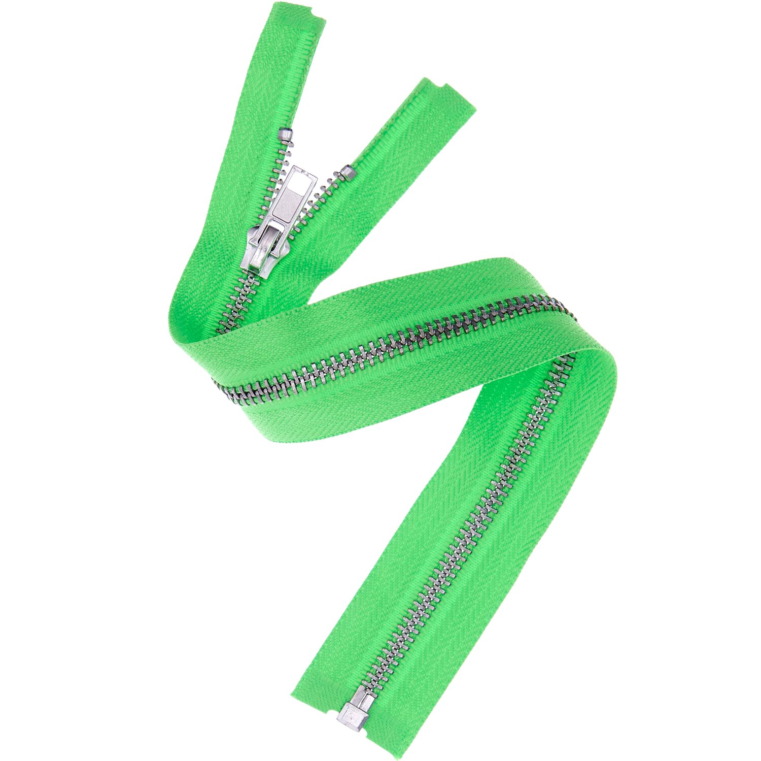 Metall Reißverschluss 5mm Silber/Neongrün von Rico Design