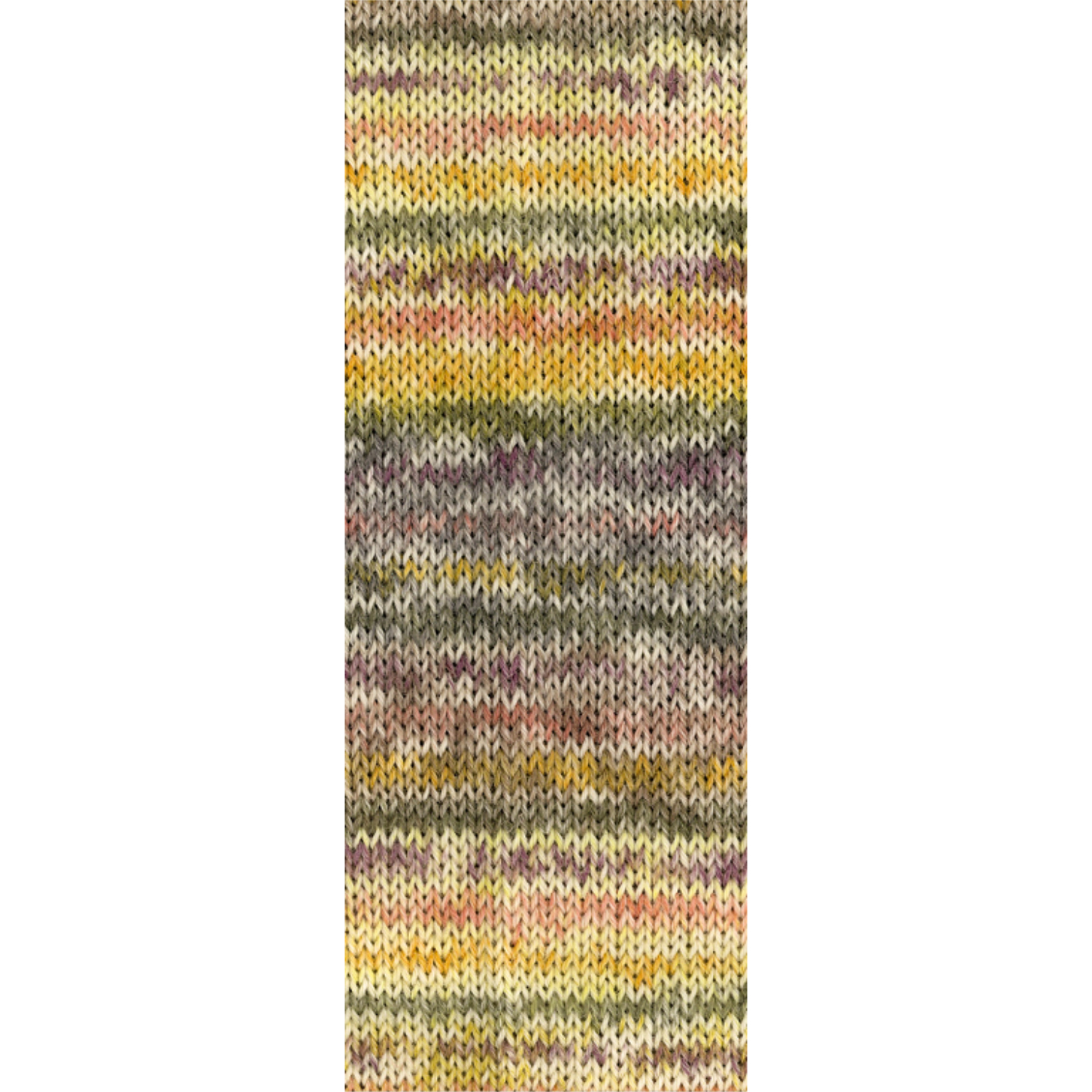 Meilenweit 100 Alpaka print, gestricktes Muster in Vanille, Orange und Khaki, 100g 420m.