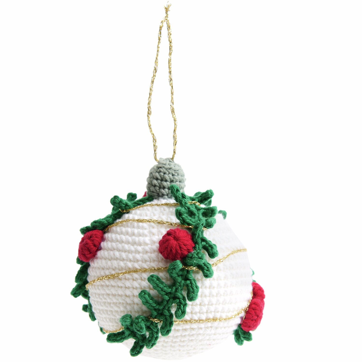 Ricorumi Häkelset Christbaumkugeln Gold 2 Stück von Rico Design Ricorumi Häkelset Christbaumkugeln Gold: Weiße Kugel mit grünen und roten Details, von Rico Design.