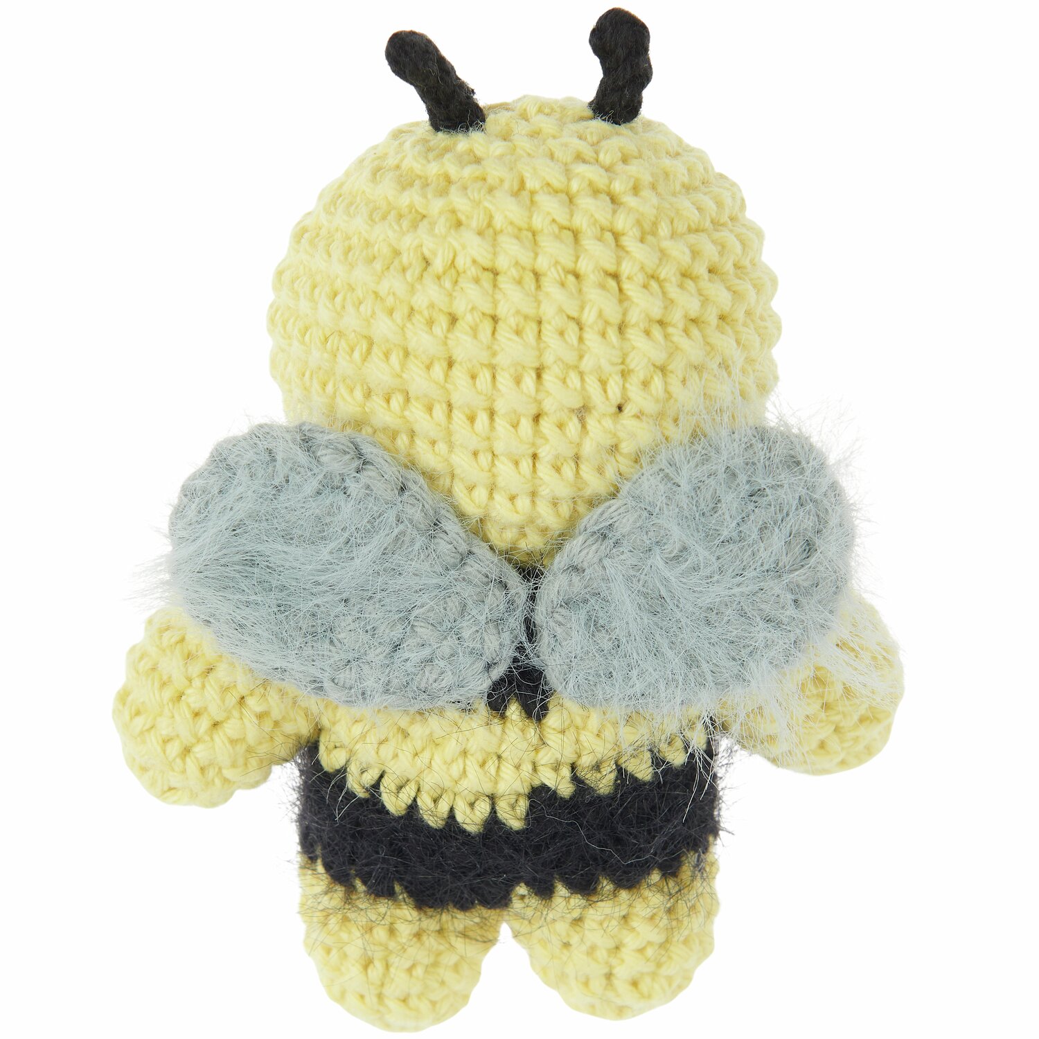 Ricorumi Häkelset Schlüsselanhänger - Chingu Sky: Gelbe Biene mit blauen Flügeln, gehäkelt. Ideal als niedlicher Begleiter.