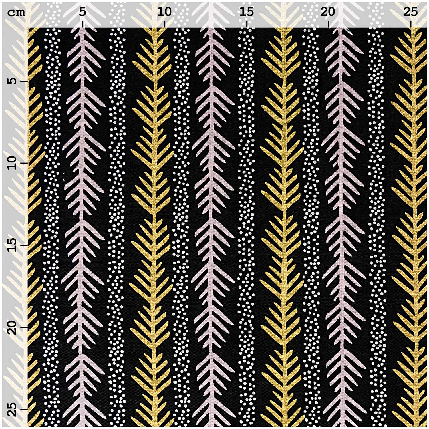 Stoff grafische Tanne schwarz-gold 50x140cm Stoff grafische Tanne schwarz-gold 50x140cm