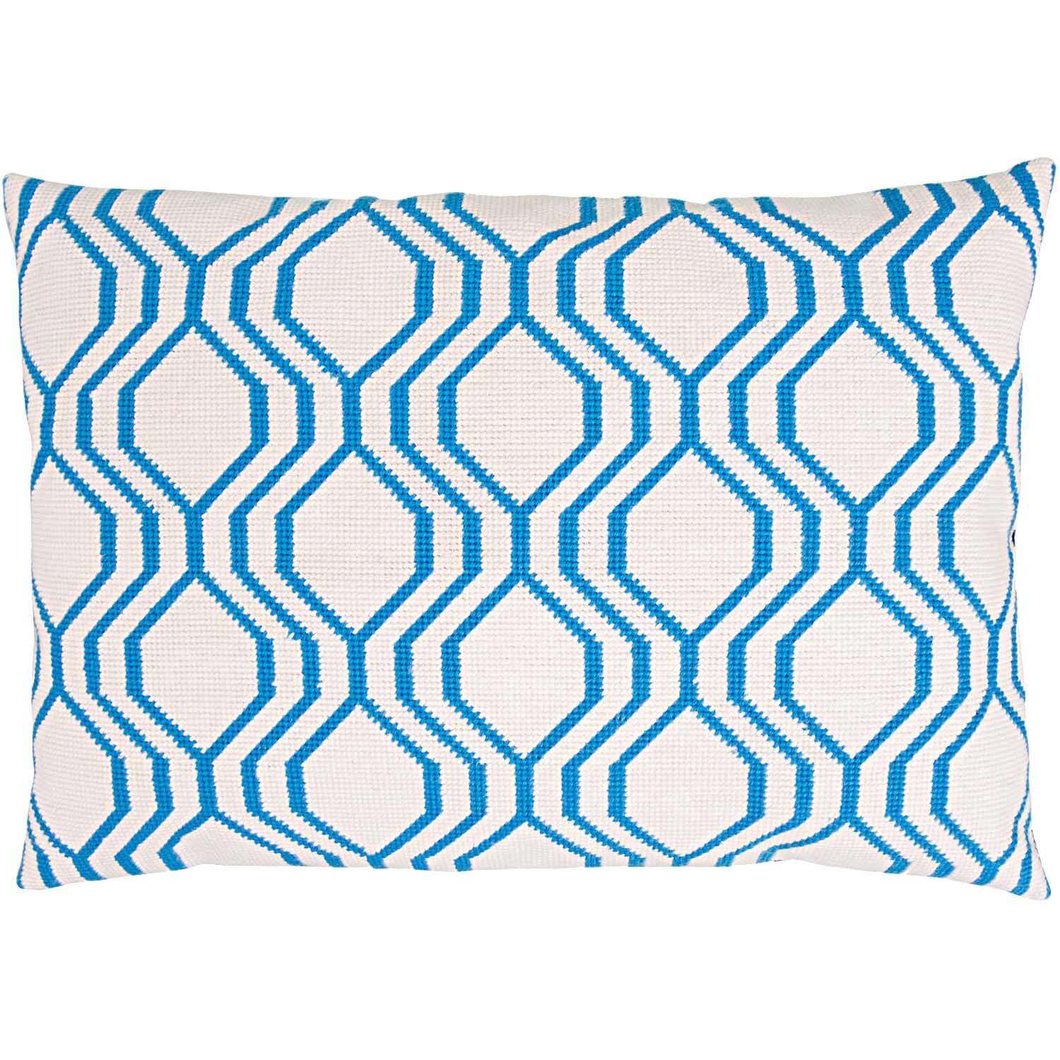 Gobelin Kissen grafisch blau 50x35cm zum Sticken