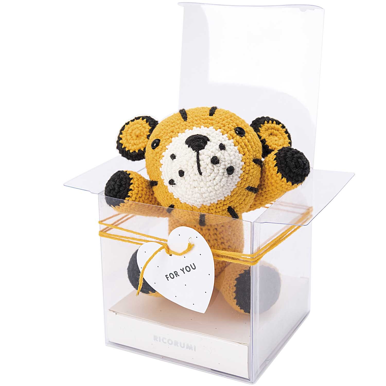 Häkelset Ricorumi Puppies Tiger: Ein niedlicher, gehäkelter Tiger in einer Geschenkbox von Rico Design.