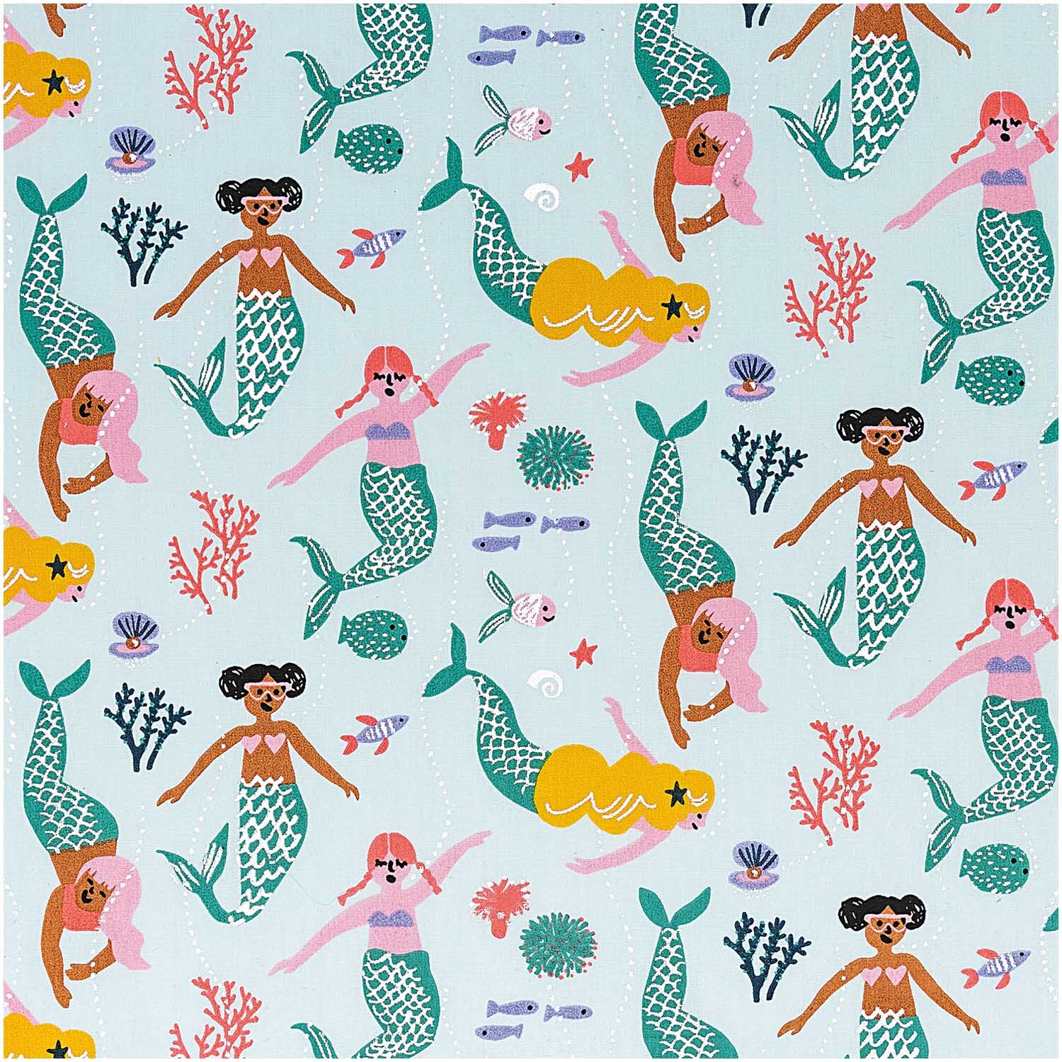 Druckstoff Mermaid Meerjungfrau mint-neon Hot Foil 50x140cm Druckstoff Mermaid Meerjungfrau mint-neon Hot Foil 50x140cm