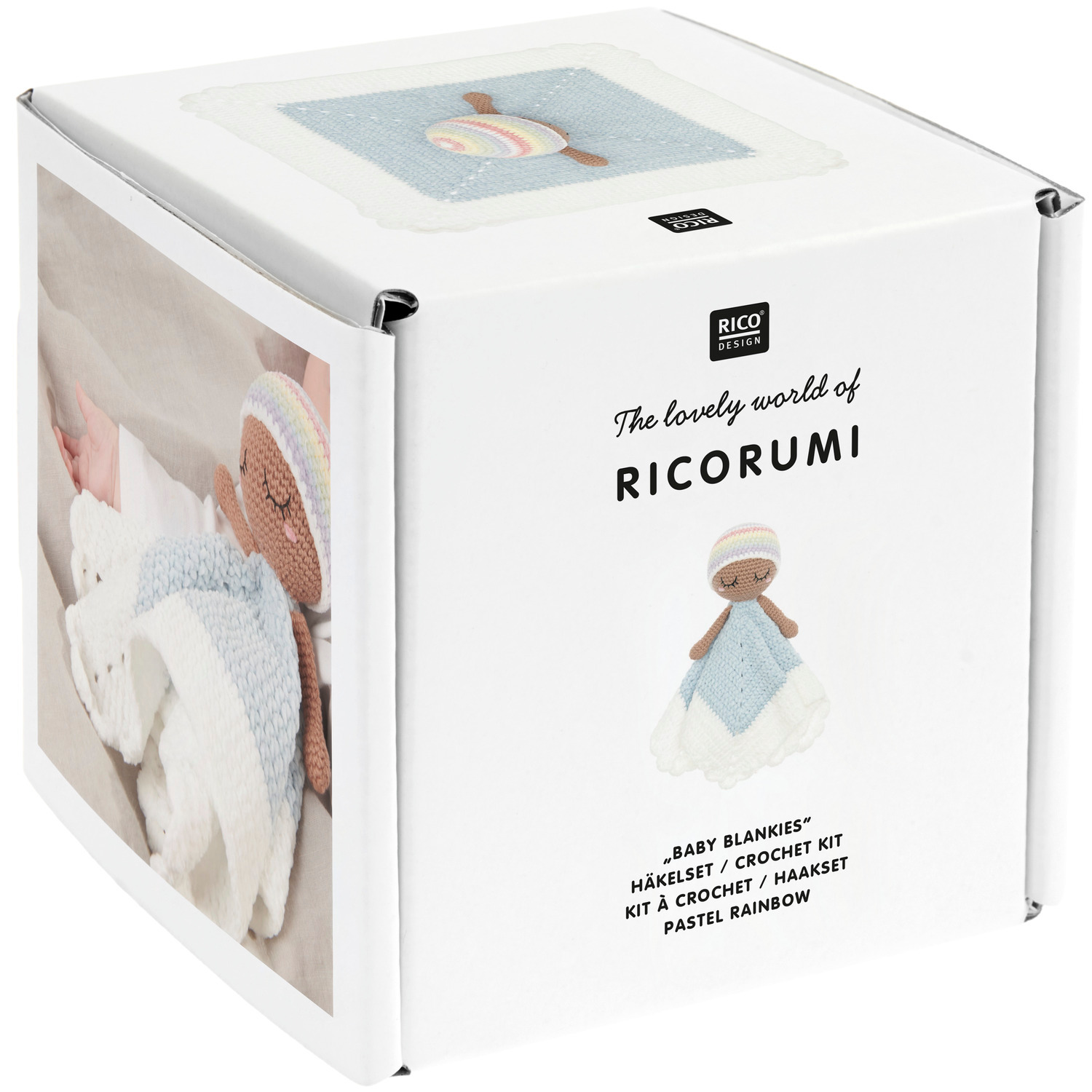 Häkelset Ricorumi Baby Blankies Pastel Rainbow