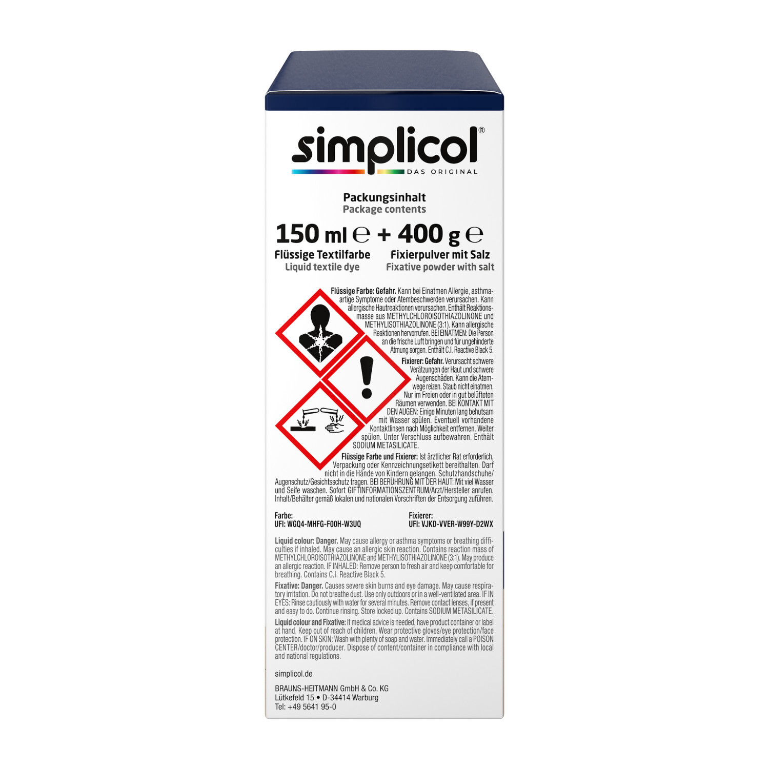 Textilfarbe intensiv 150ml Farbe Nachtblau von Brauns-Heitmann