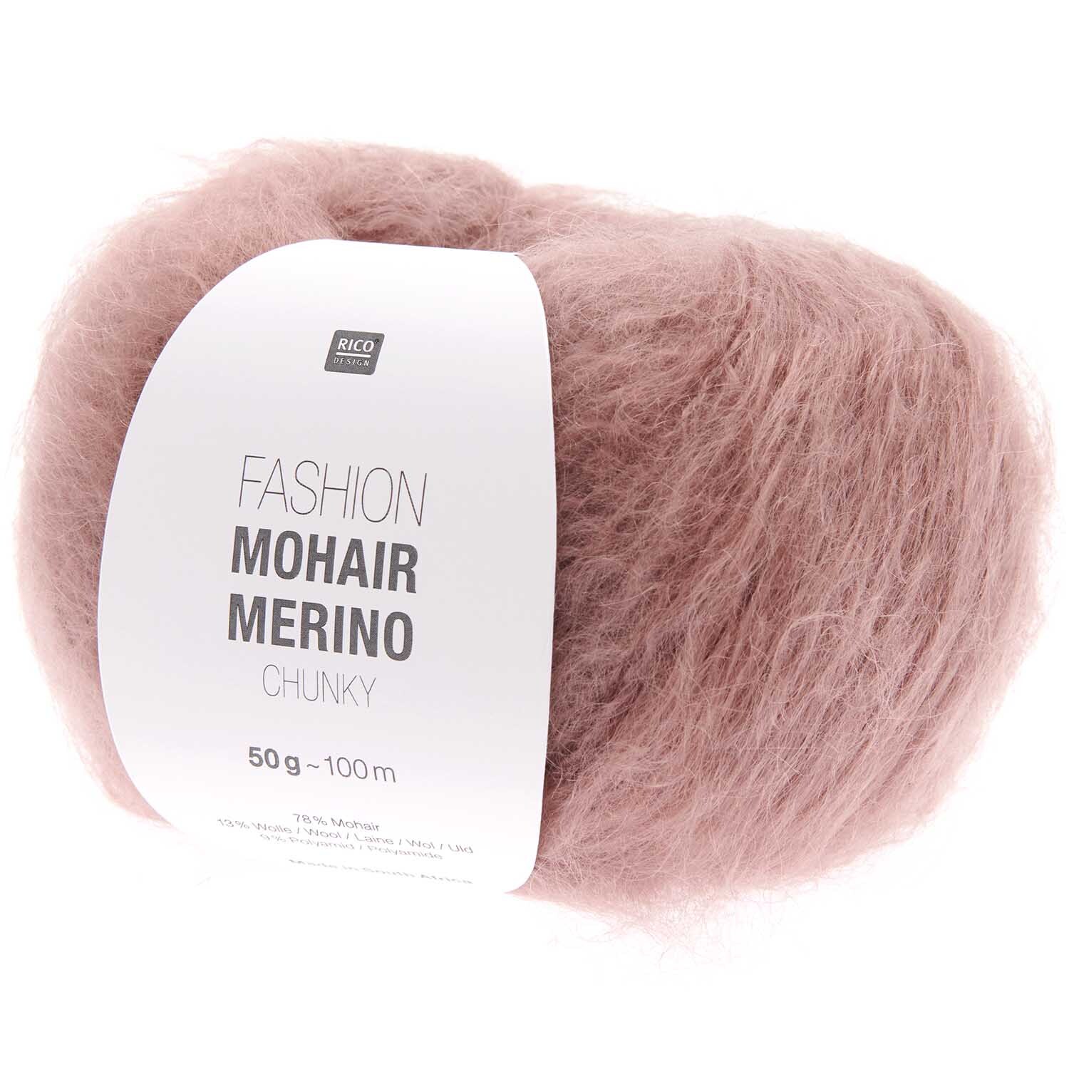 Fashion Mohair Merino Chunky: Weiches Garn in Mauve von Rico Design, ideal für warme Strickprojekte.