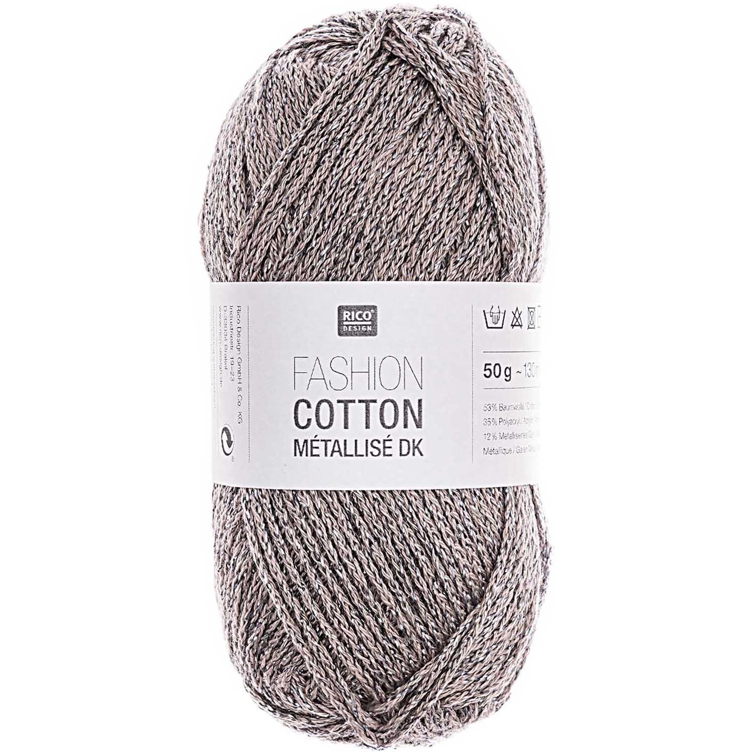 Fashion Cotton Métallisé dk von Rico Design in Eisen, 50g Knäuel, ideal für Strickprojekte.