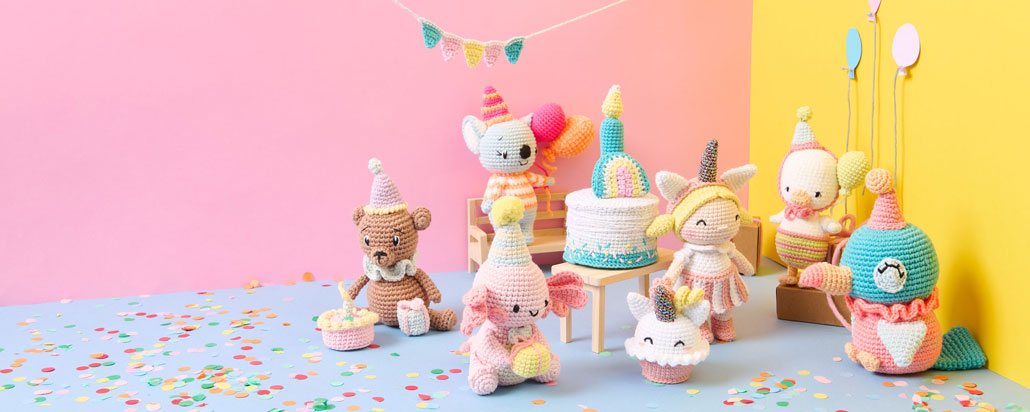 9 Ricorumi Häkelfiguren machen Party