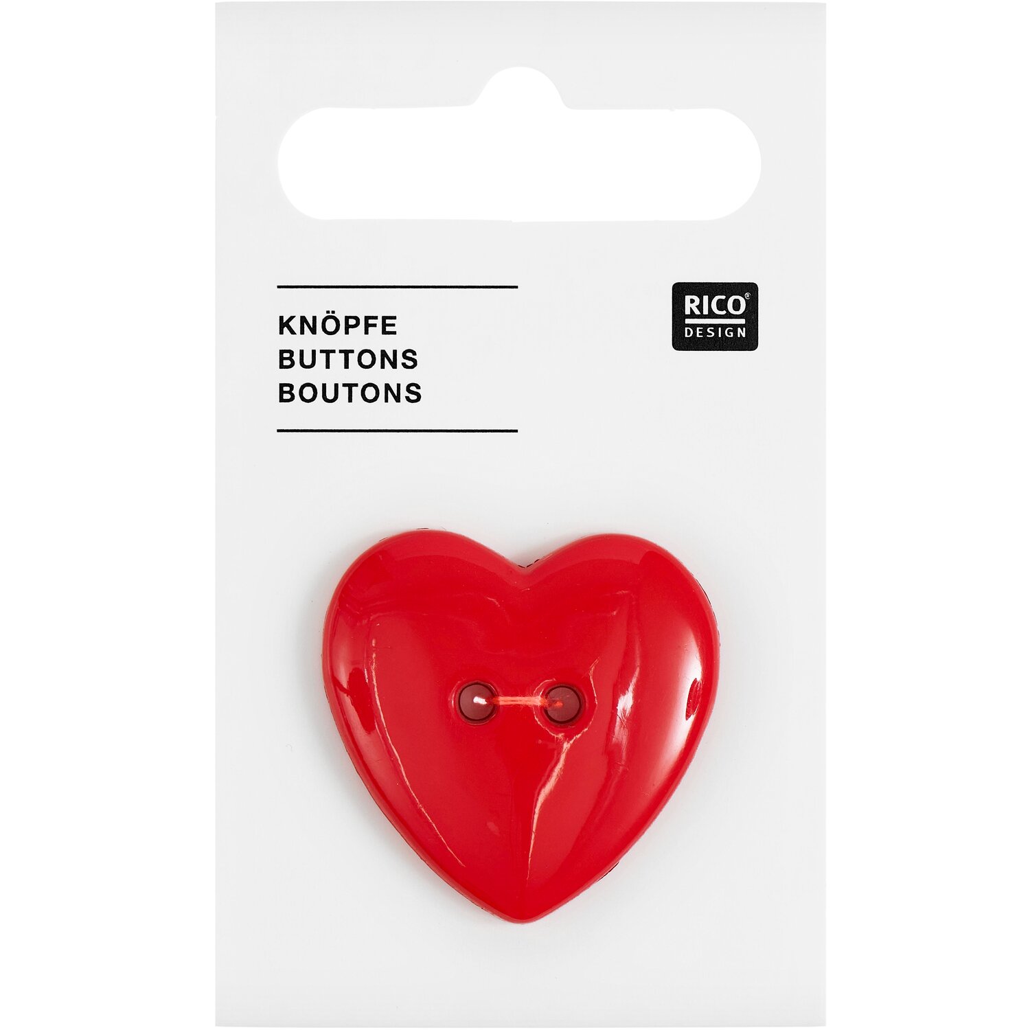 Knopf Herz Rot 2,9x2,9cm 1 Stück von Rico Design