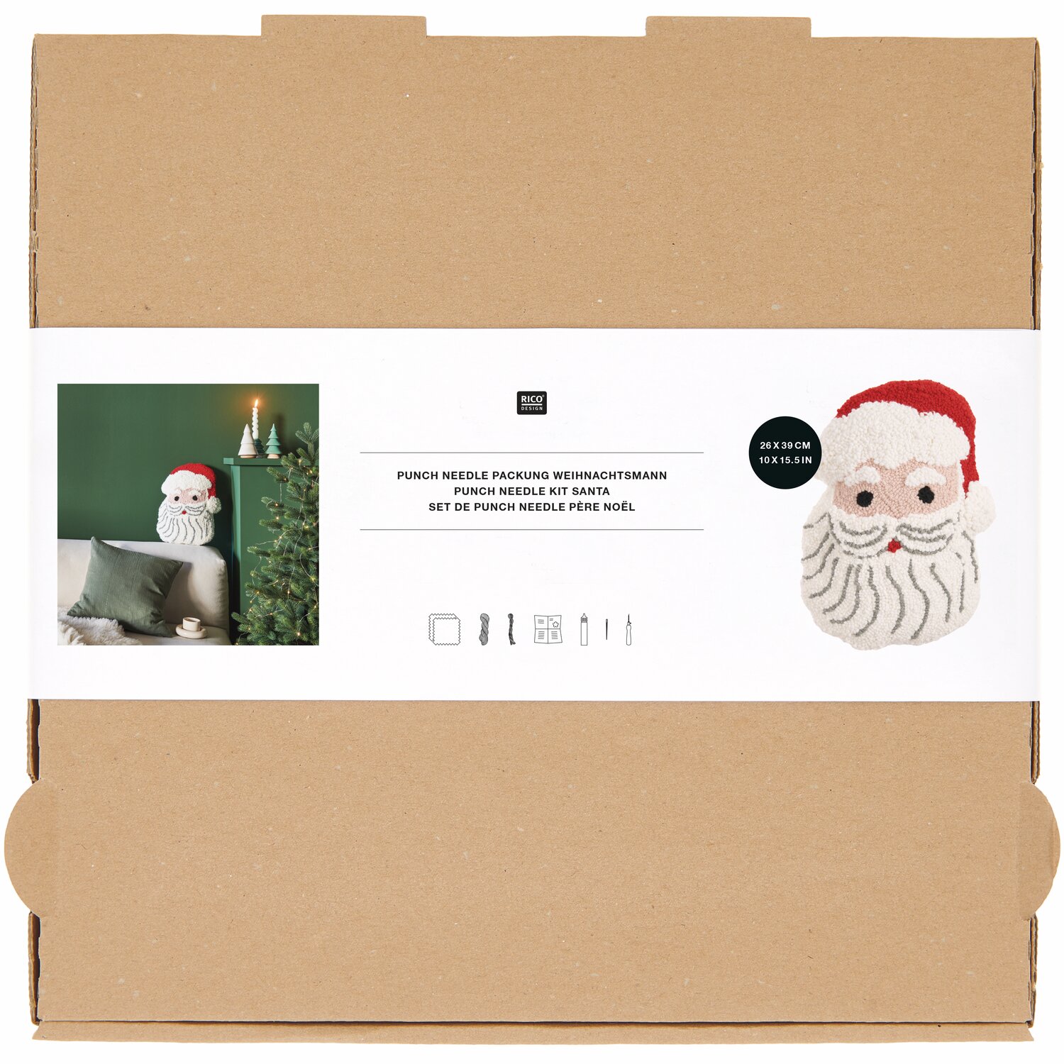 Punch Needle Packung Kissen Santa 26x39cm von Rico Design