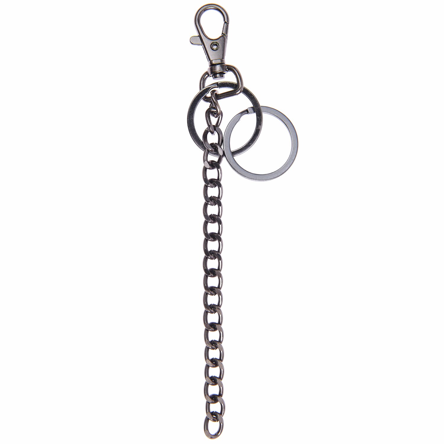 Karabiner mit Kette und Schlüsselring 13cm von Rico Design Karabiner mit Kette und Schlüsselring 13cm, silber, von Rico Design. Praktisches Accessoire für Schlüssel.