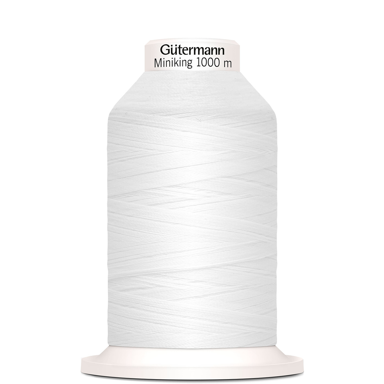 Miniking Nähgarn 1000m, Weiß Nr. 800, von Gütermann. Hochwertiges Nähgarn auf großer Spule für vielseitige Nähprojekte.