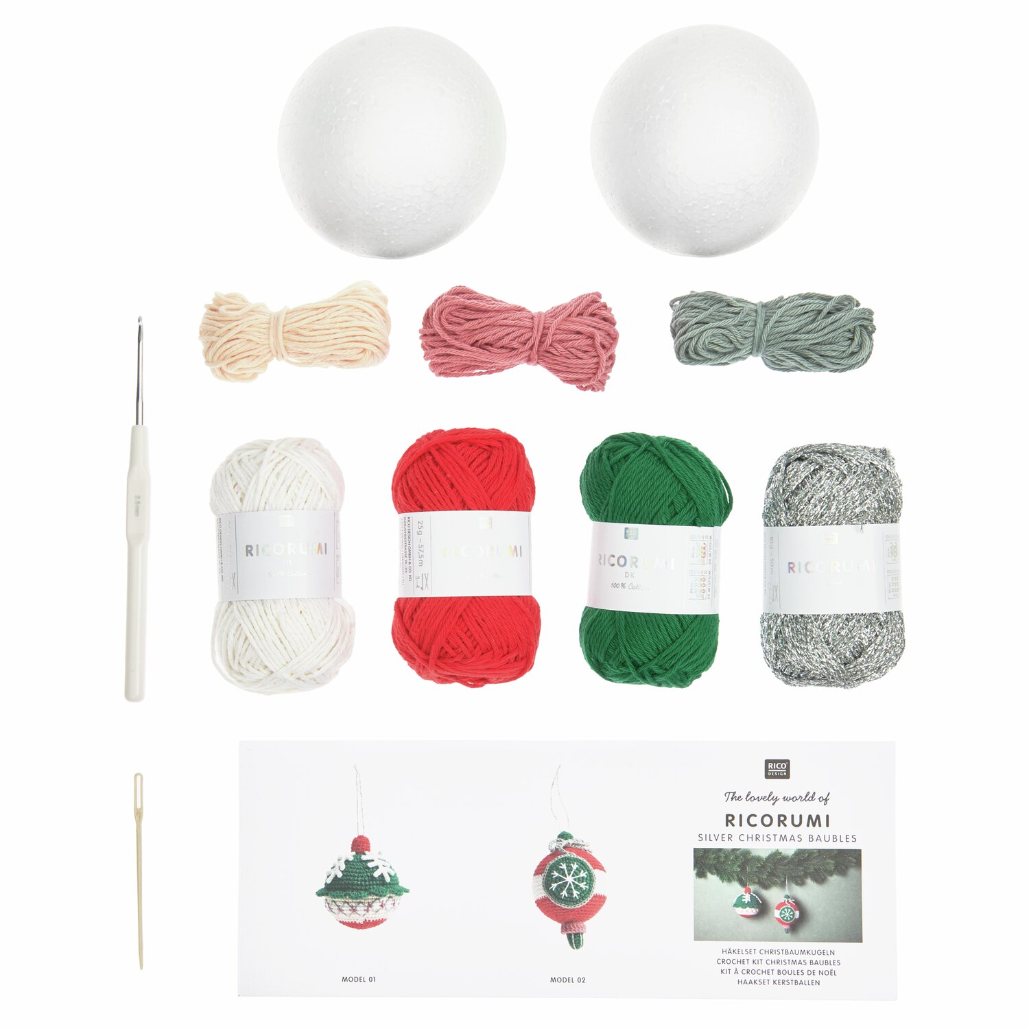 Ricorumi Häkelset Christbaumkugeln Silber 2 Stück von Rico Design Ricorumi Häkelset Christbaumkugeln Silber 2 Stück von Rico Design