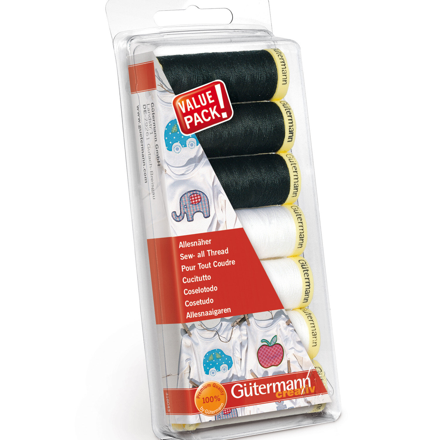Nähfaden Set Schwarz/Weiß 7x100m von Gütermann creativ 